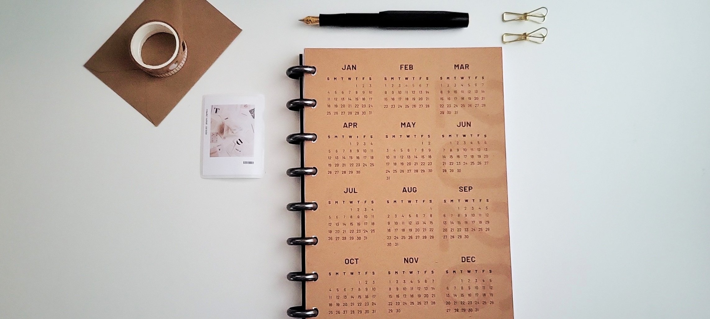 Unpunched A5 2026 Calendar Dashboard "Recycled Kraft"