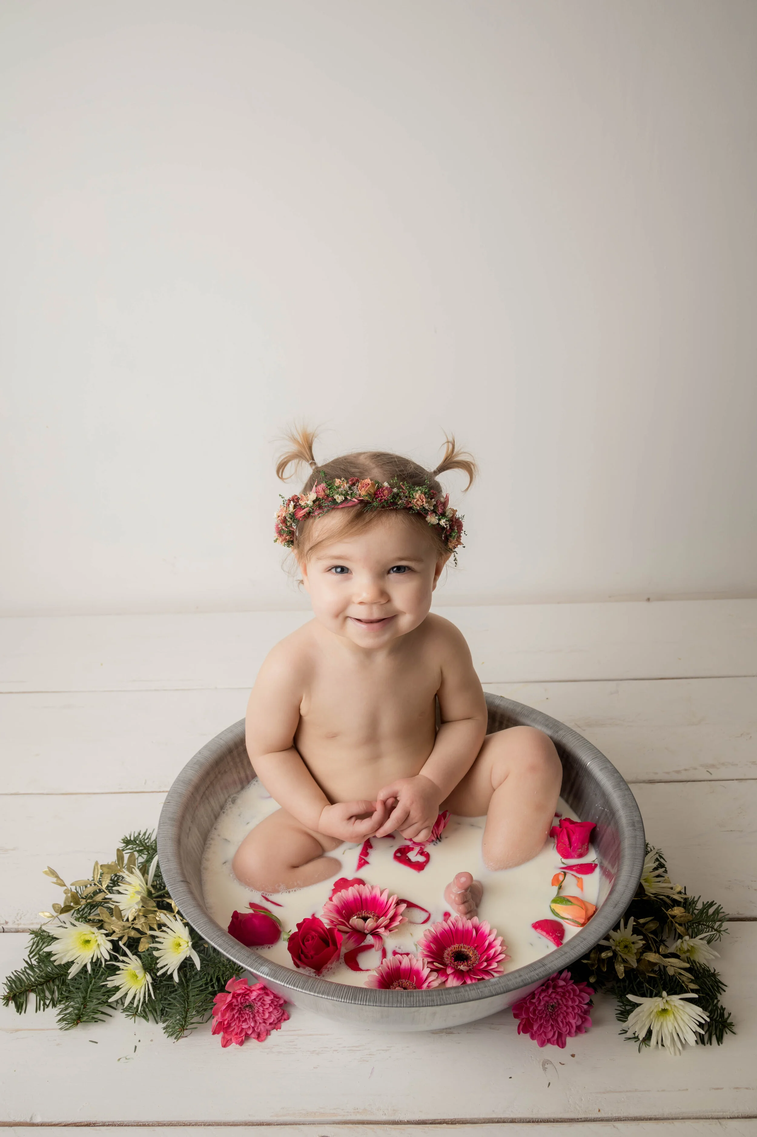 baby milk bath shoot