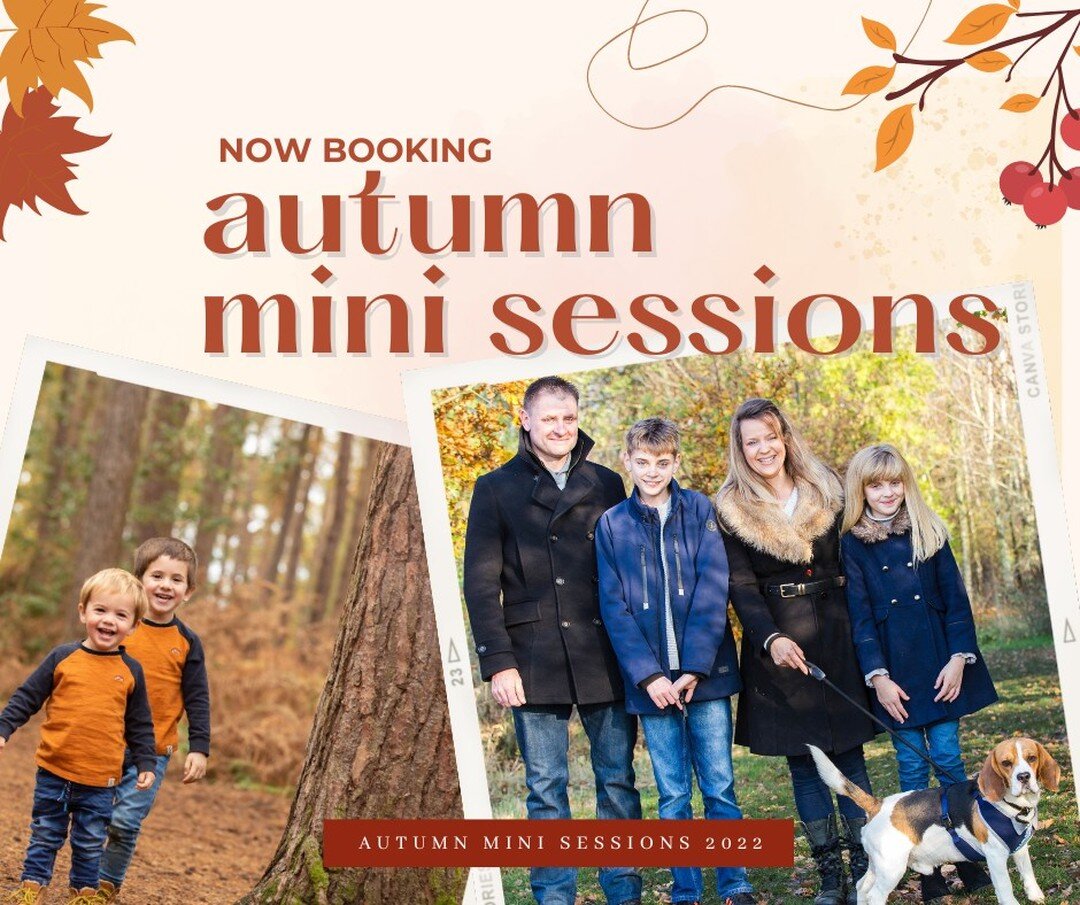 I bring to you  for the first year Autumn Mini Sessions, after an incredible response to our 100 mums and babies mini sessions and so many saying they would love an up to date family portrait. I thought this was the perfect fit 😍

📆Saturday 22nd &a