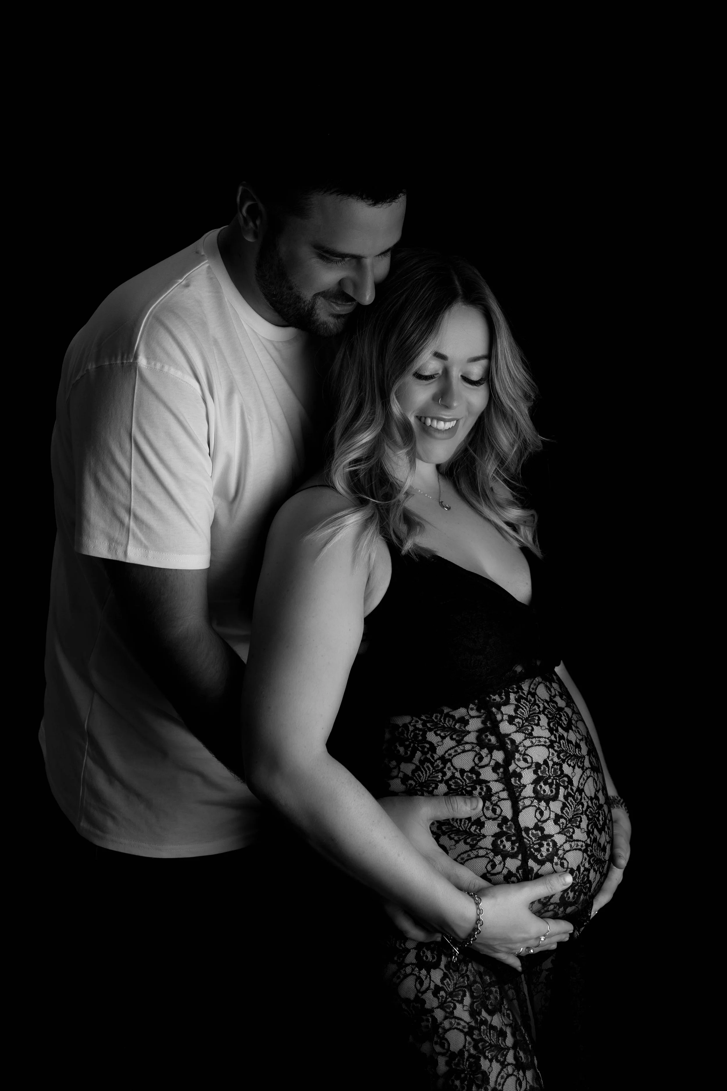 black/white maternity couple cambridgeshire