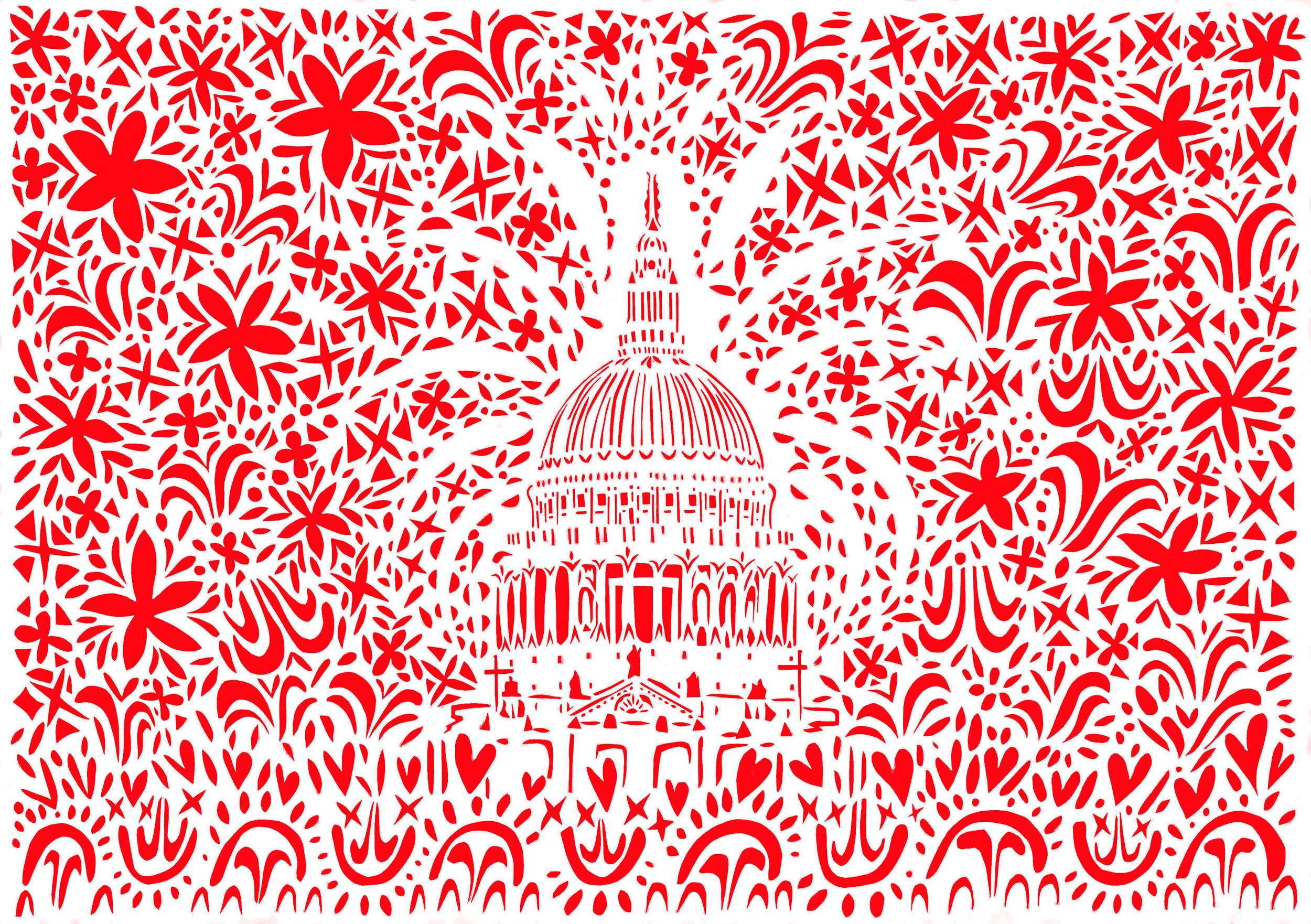 4. St Paul's Cathedral, red, 42.0 x 59.4cm.jpg