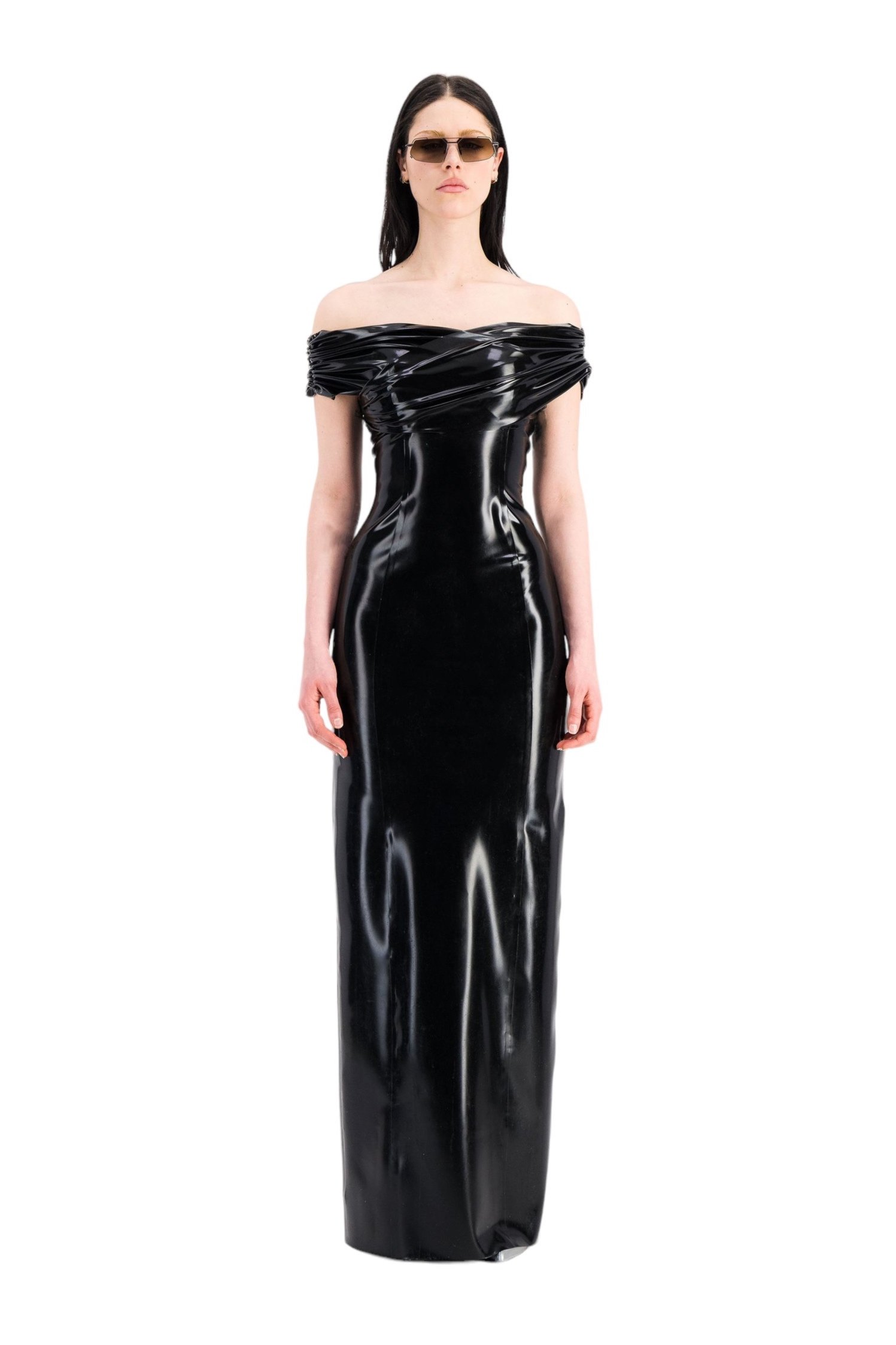 LATEX BACKLESS DRESS STRAIGHT SNAKE — AVELLANO | Official website