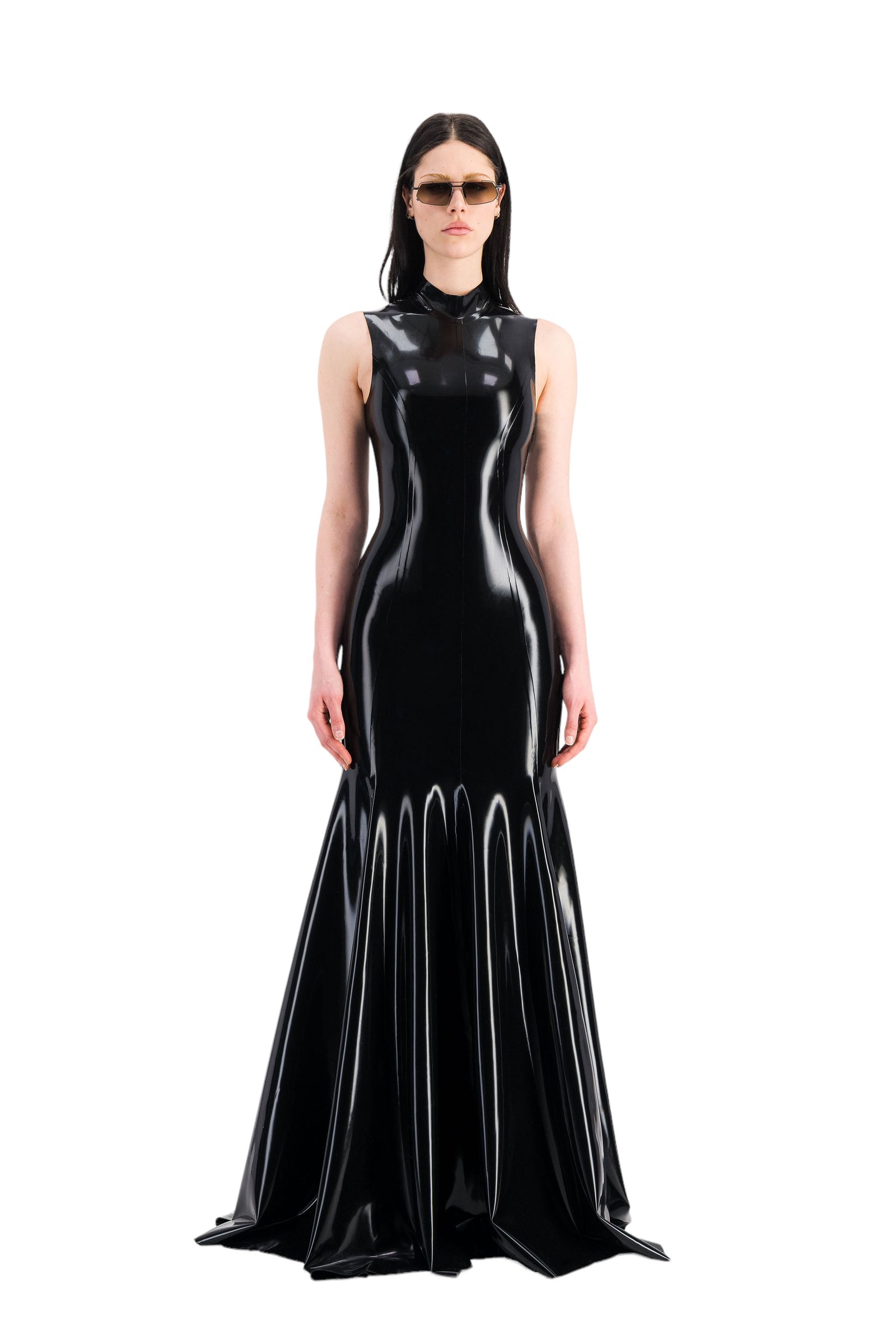 LATEX TOGA DRESS BLACK — AVELLANO | Official website