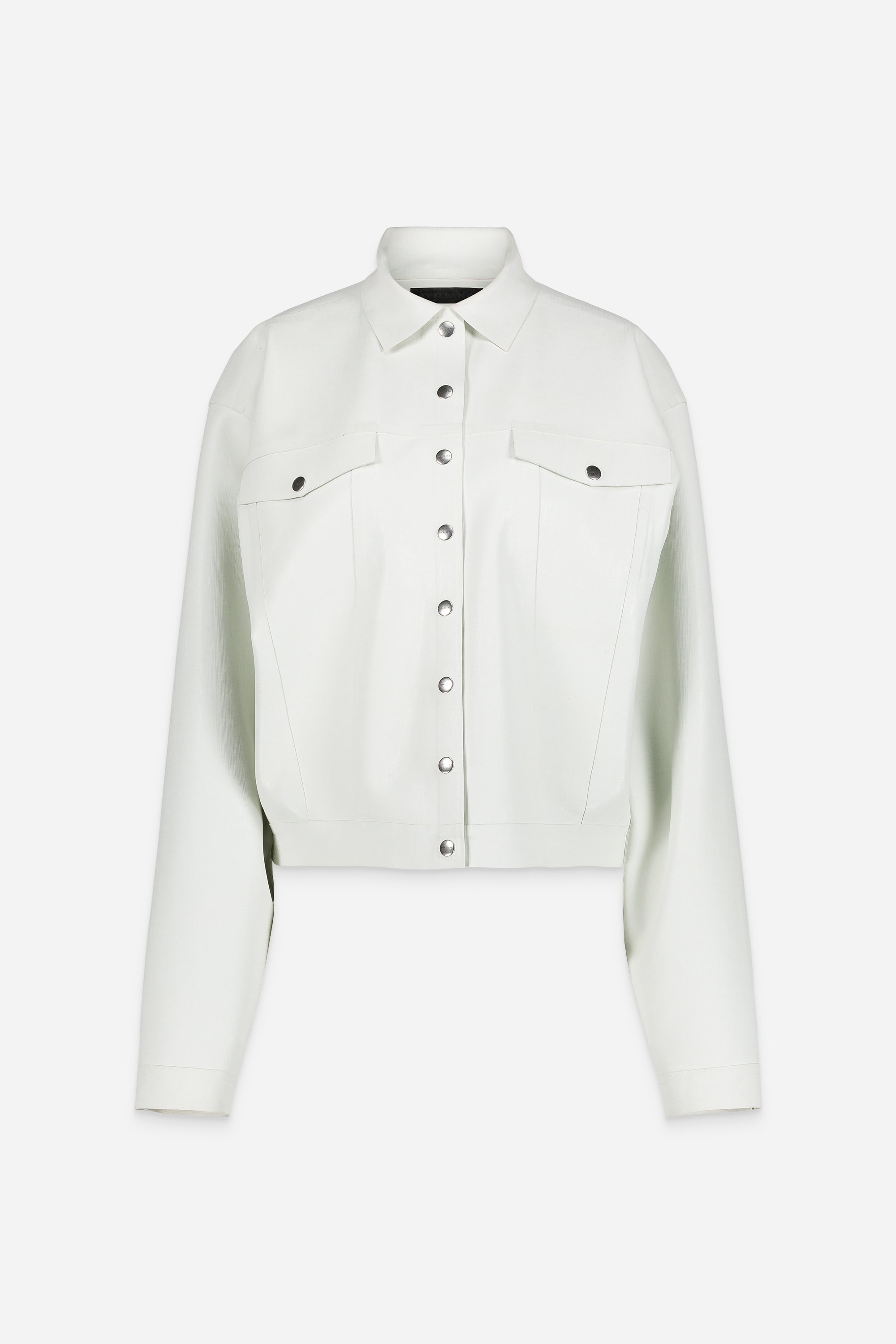 LATEX JEAN JACKET WHITE MANDARIN