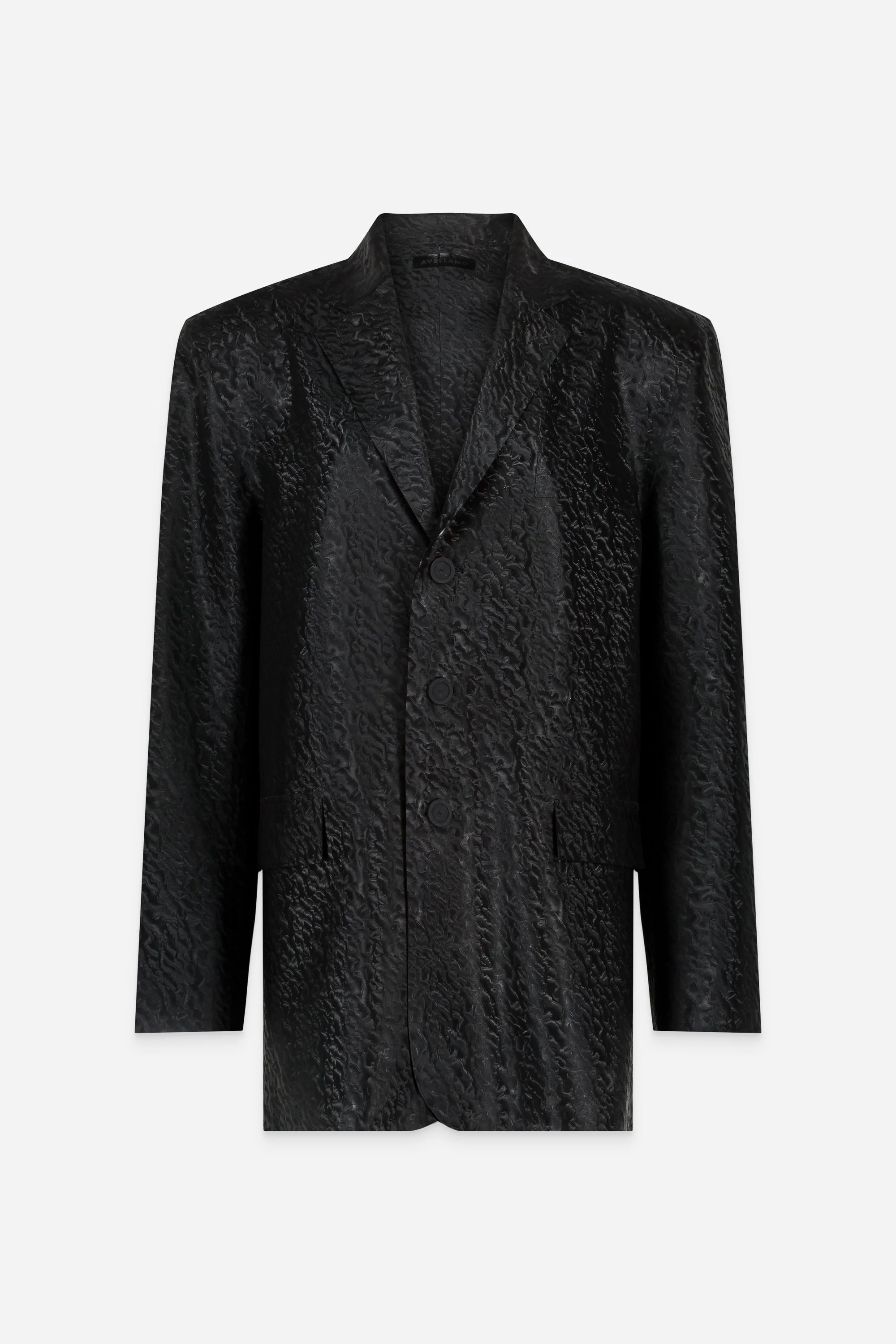 LATEX BLAZER JACKET BLACK ASTRAKHAN