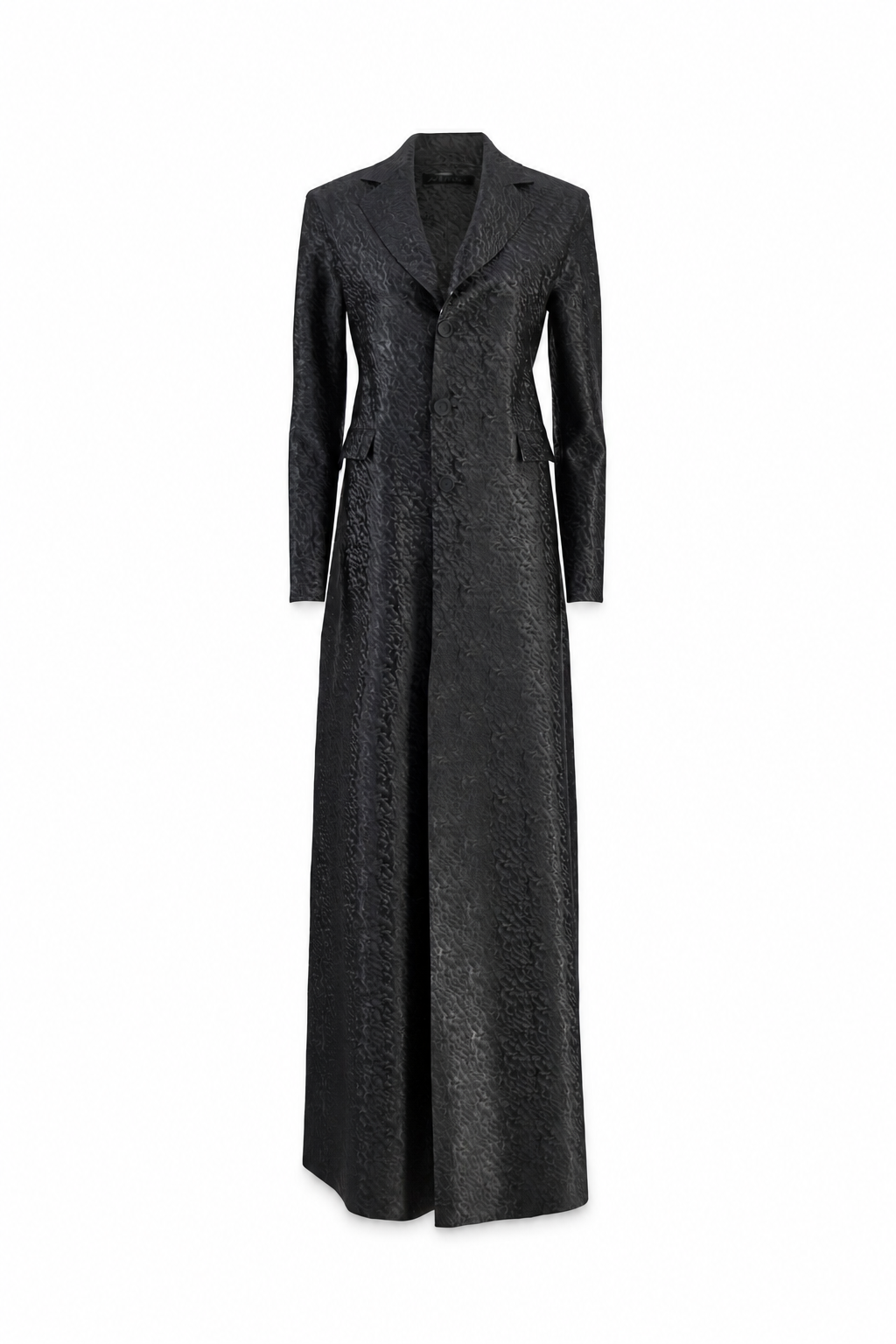 LATEX FITTED COAT BLACK ASTRAKAN