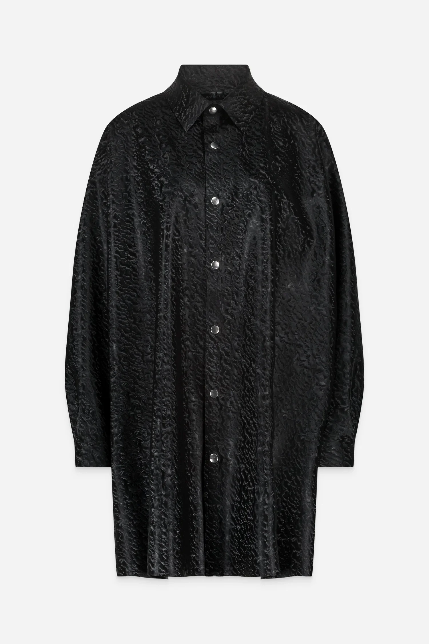BLACK TEXTURED LATEX LONG SHIRT