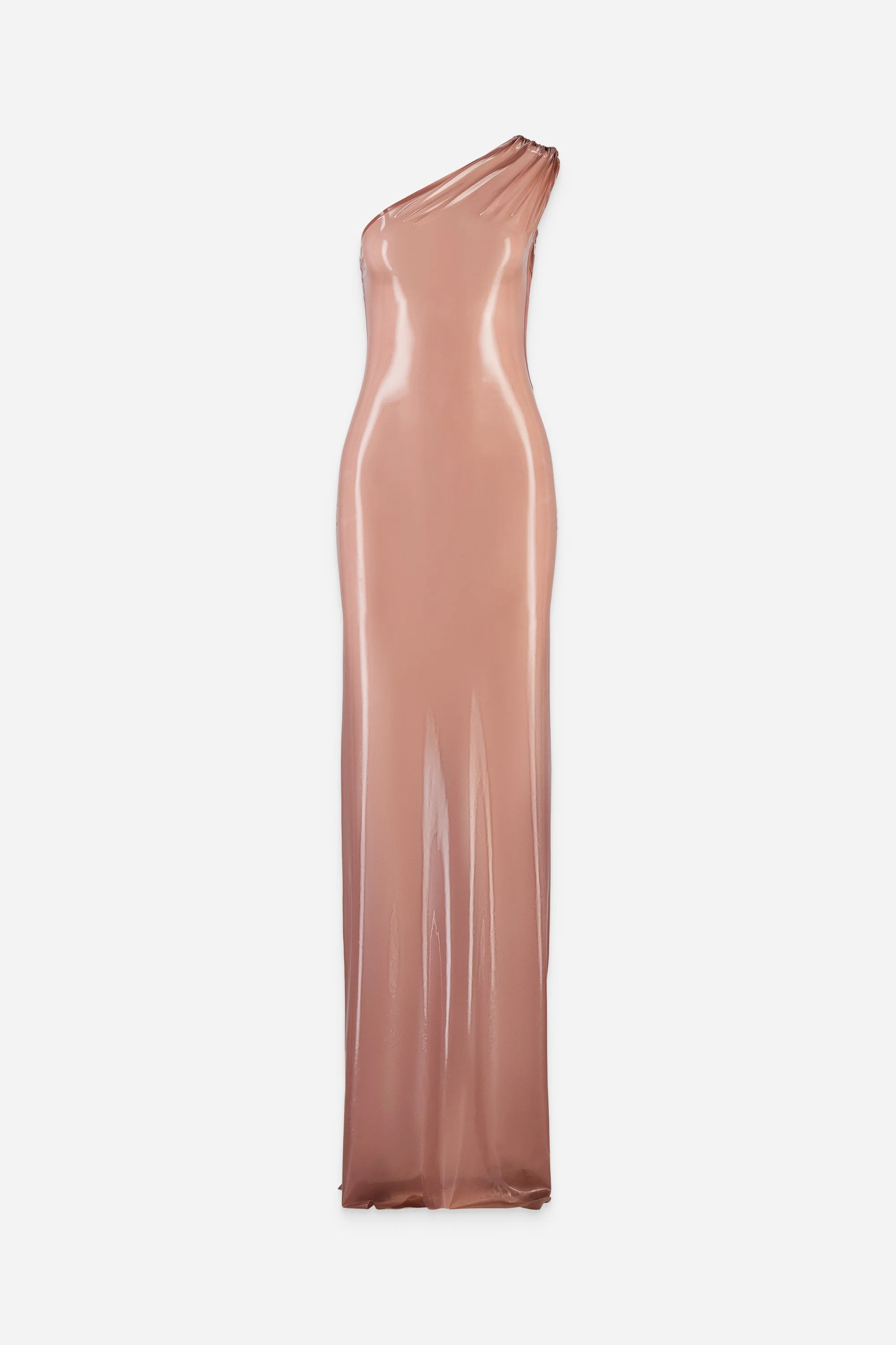 TRANSLUCENT BLUSH LATEX LONG DRESS