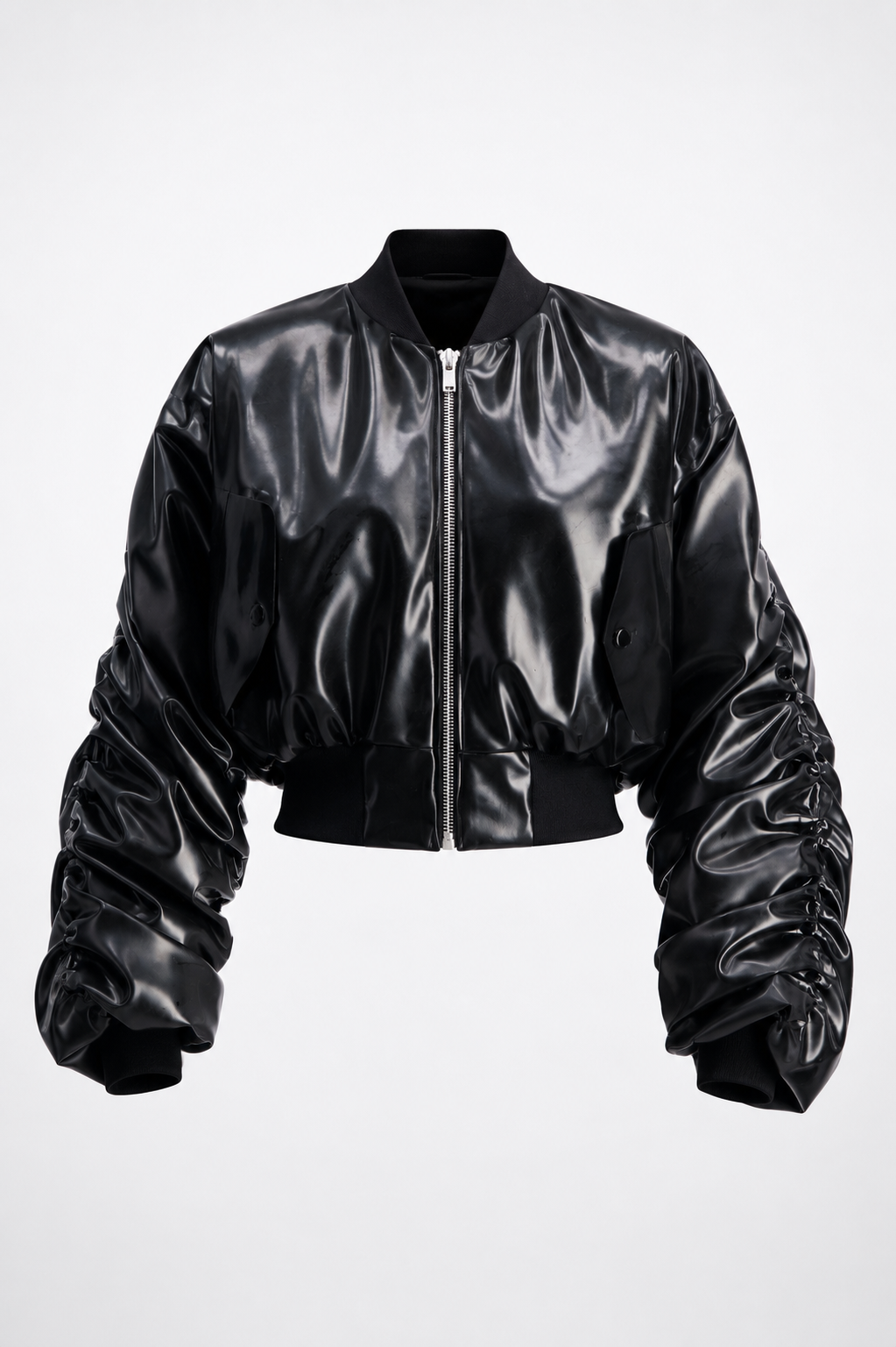 SAMPLE BLACK LATEX BOMBER JACKET