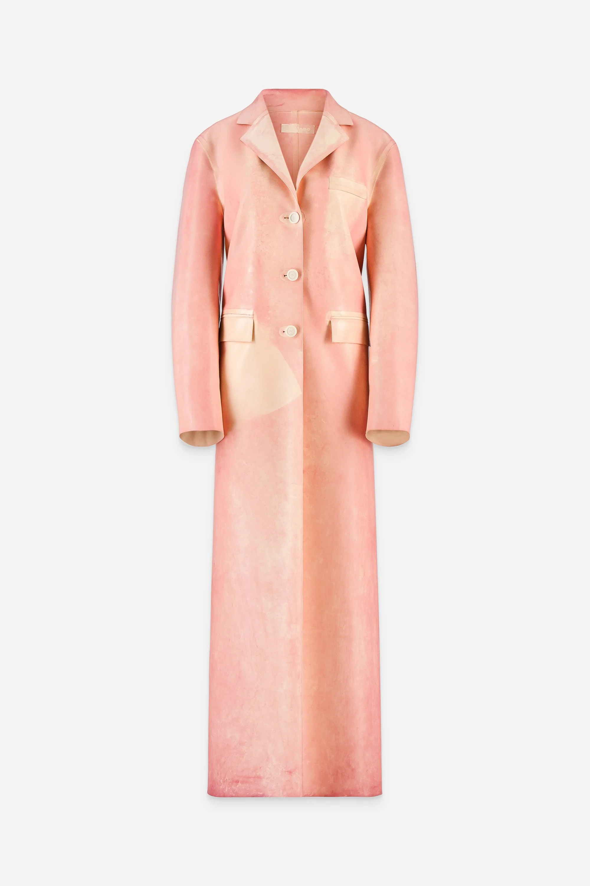 UNIQUE PINK DYED LATEX LONG COAT