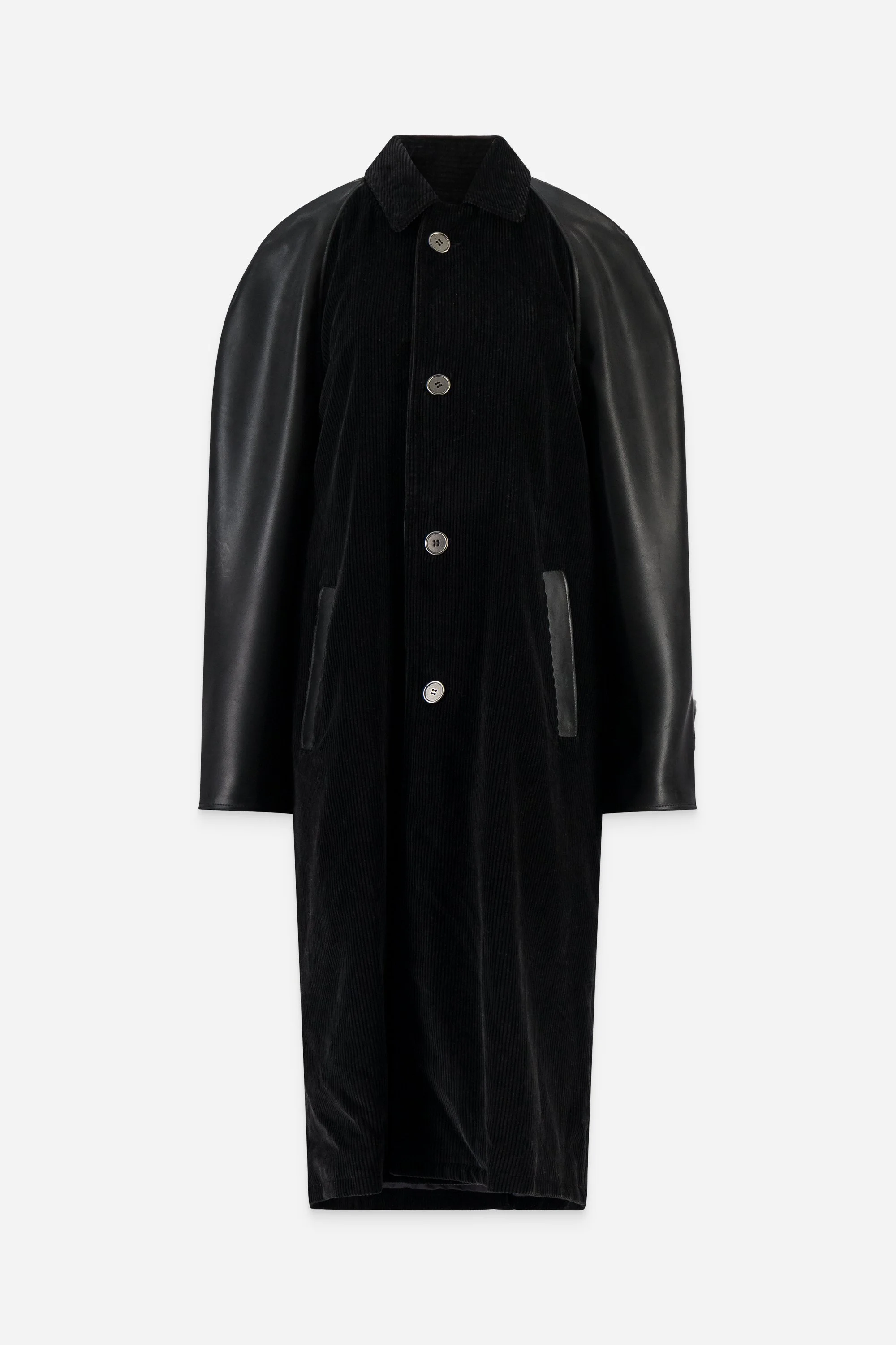 BLACK VELVET AND LATEX LONG COAT