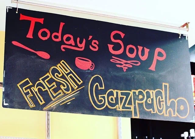 Best way to get through Mondays? By ordering summer classics for lunch: paella &amp; house made gazpacho! 🥘