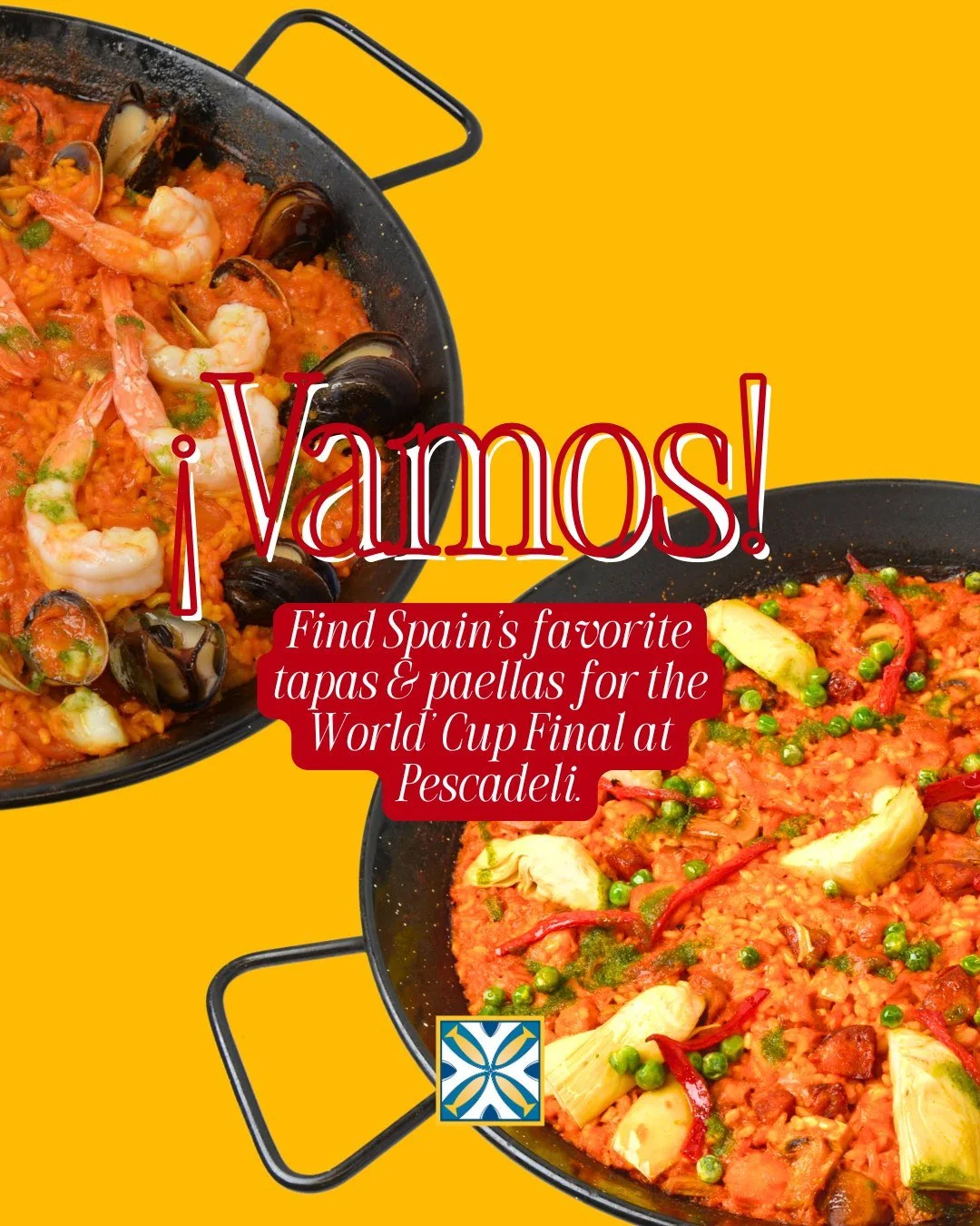 &iexcl;Vamos! It's time. Order your paellas, tapas &amp; more to celebrate. 🇪🇸🇪🇸🇪🇸

We recommend getting your catering orders in for paella, tapas and more by Friday, to ensure availability for pick up Sunday. 

We'll have a selection of Spanis