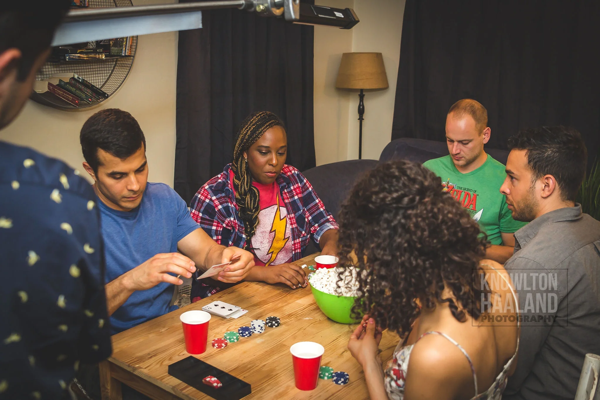 Scene from the boy’s apartment for game night.