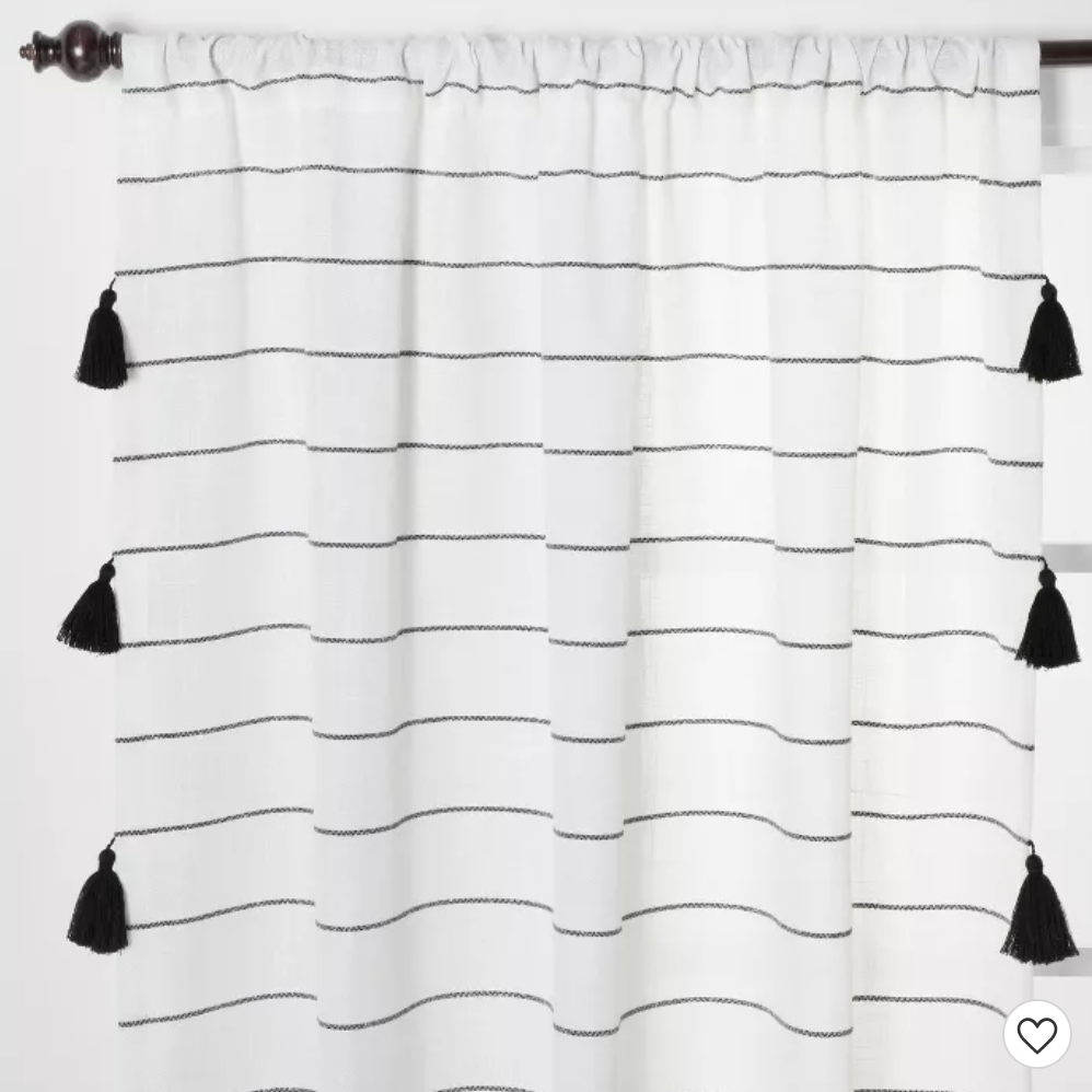 Striped B &amp; W Cafe Curtains