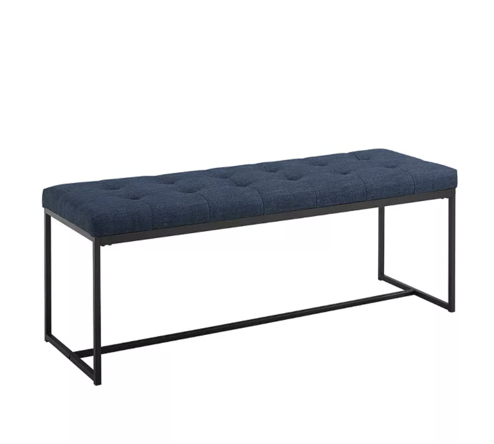 Blue Tufted Bench