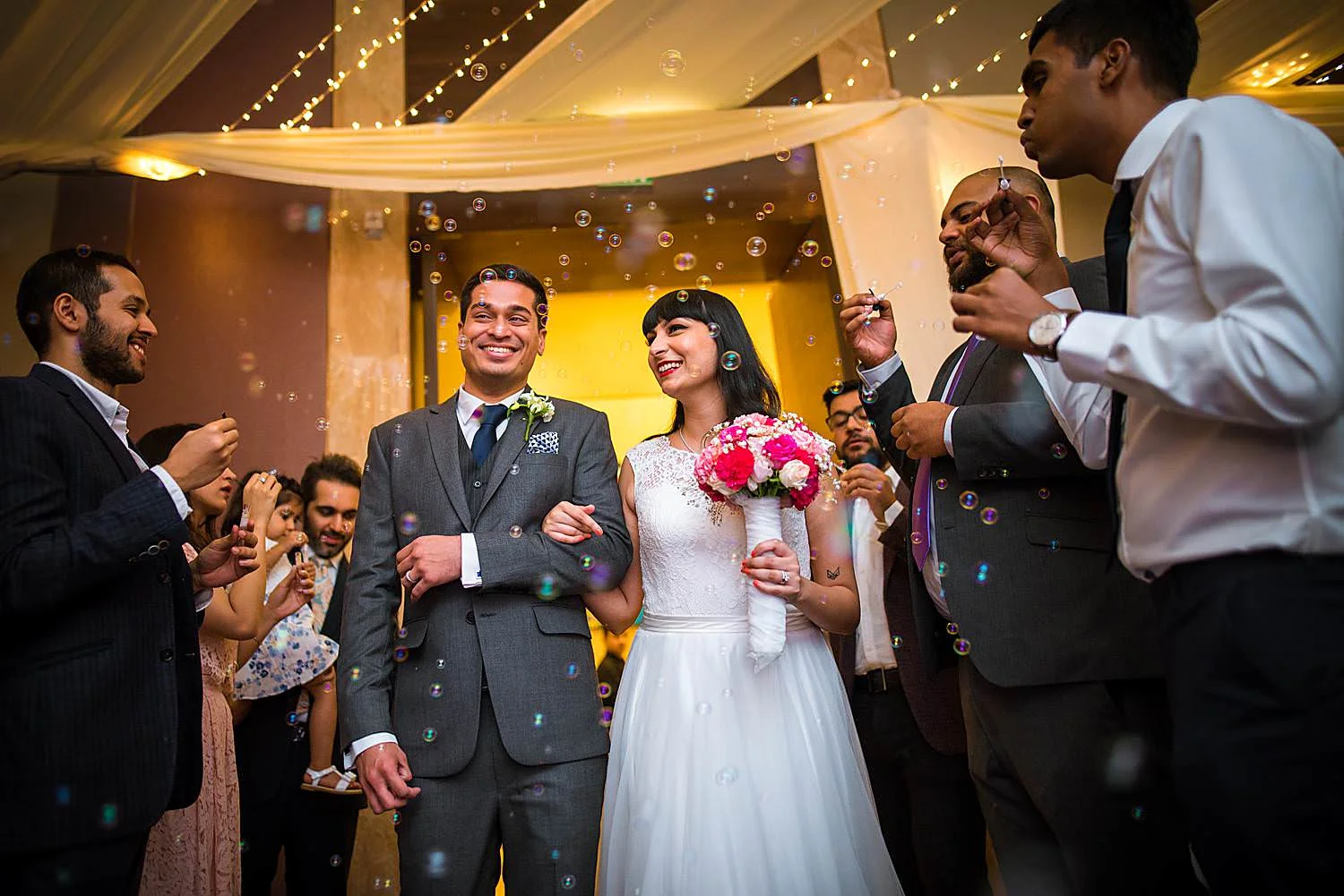Bubble Entry Bride and Groom