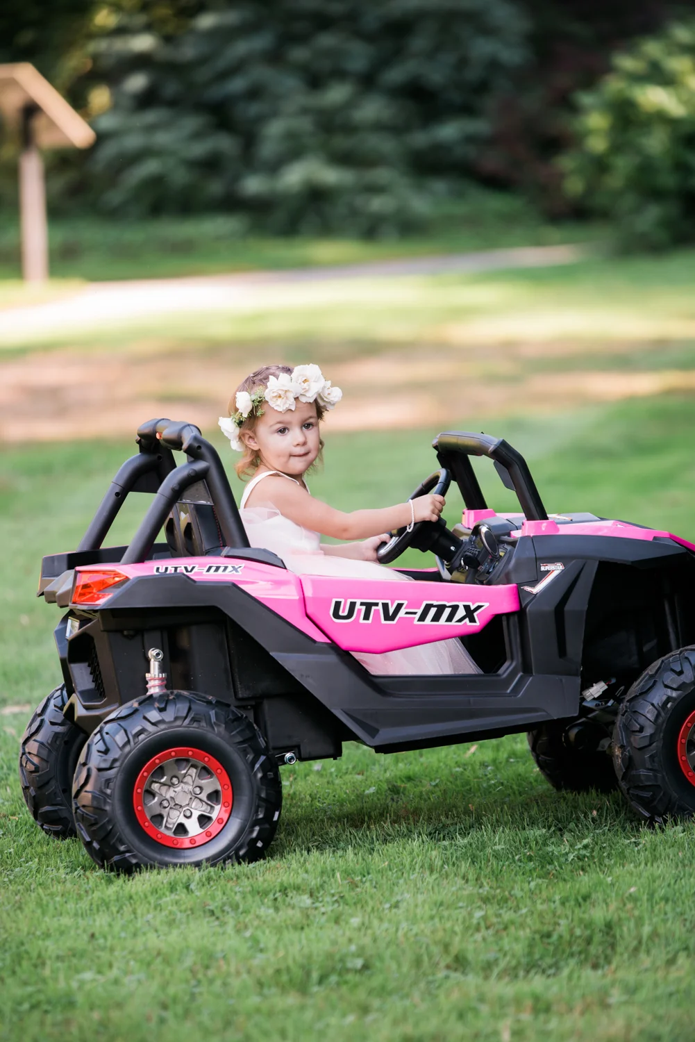Ephemera Designs Rhode Island Blithewold Mansion Authentic Wedding Photography Child Driving UTV