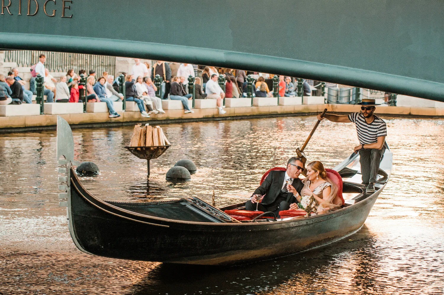 Ephemera Designs Providence, Rhode Island Cafe Nuovo Alternative Wedding Photography Bride & Groom in Gondola