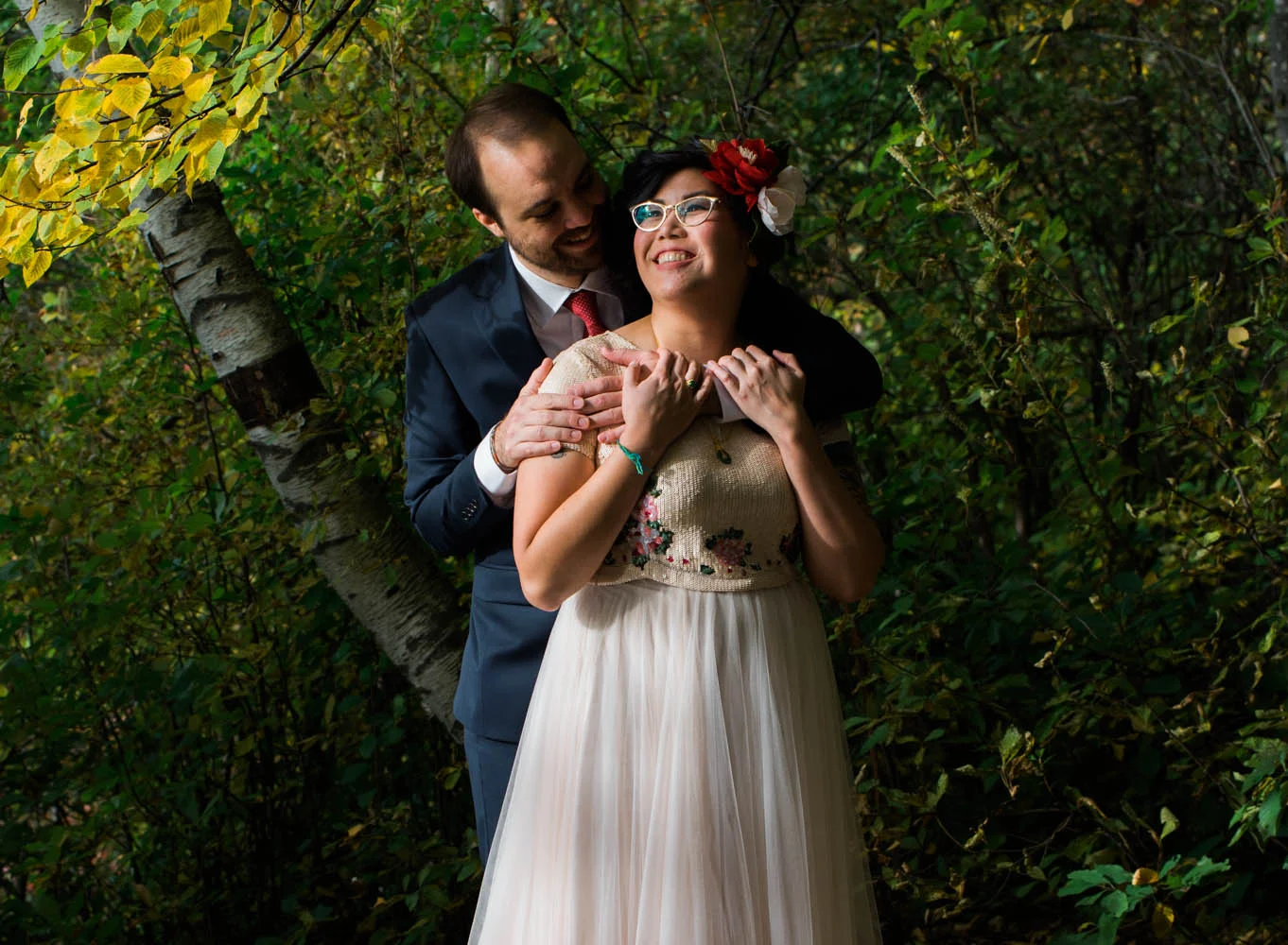 Ephemera Designs Rhode Island German American Club Authentic Wedding Photography Bride & Groom in Woods