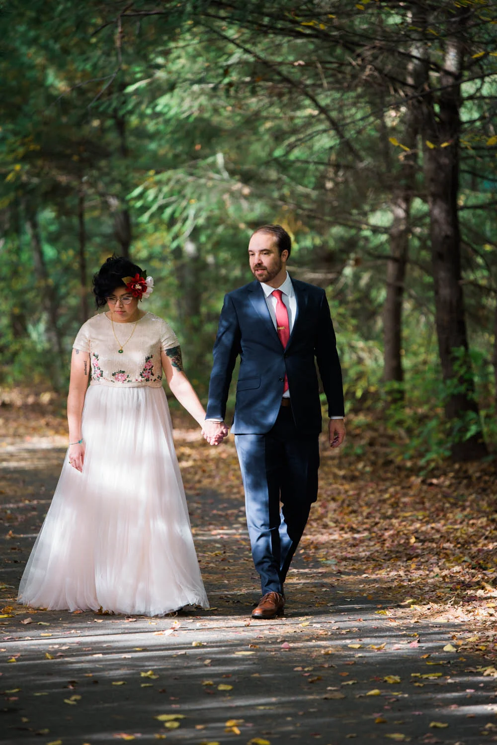 Ephemera Designs Rhode Island German American Club Authentic Wedding Photography Bride & Groom Holding Hands