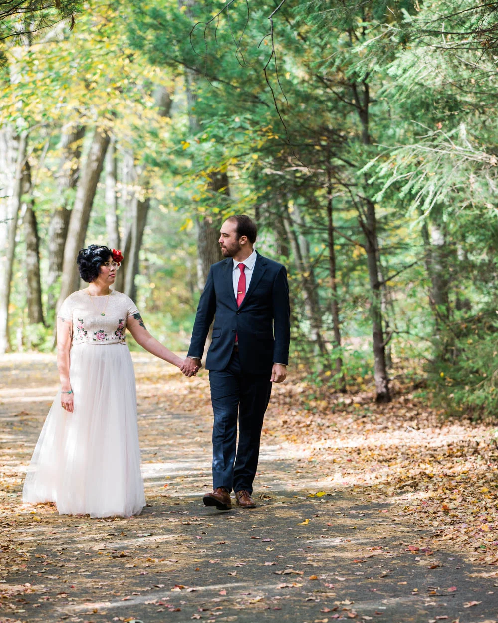 Ephemera Designs Rhode Island German American Club Authentic Wedding Photography Bride & Groom Holding Hands