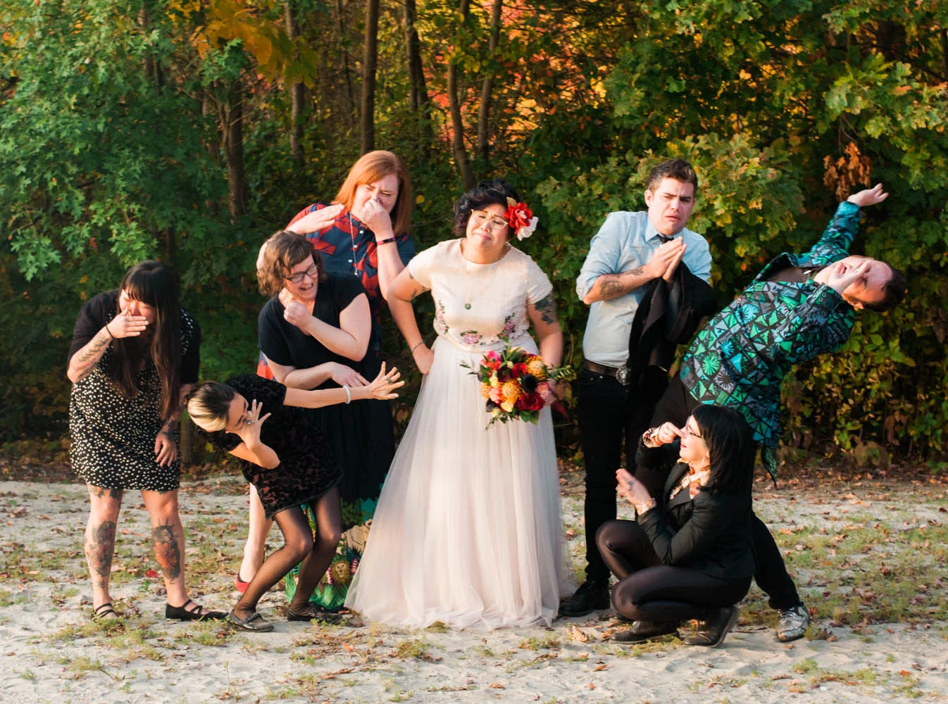 Ephemera Designs Rhode Island German American Club Authentic Wedding Photography Bride with Guests Outside