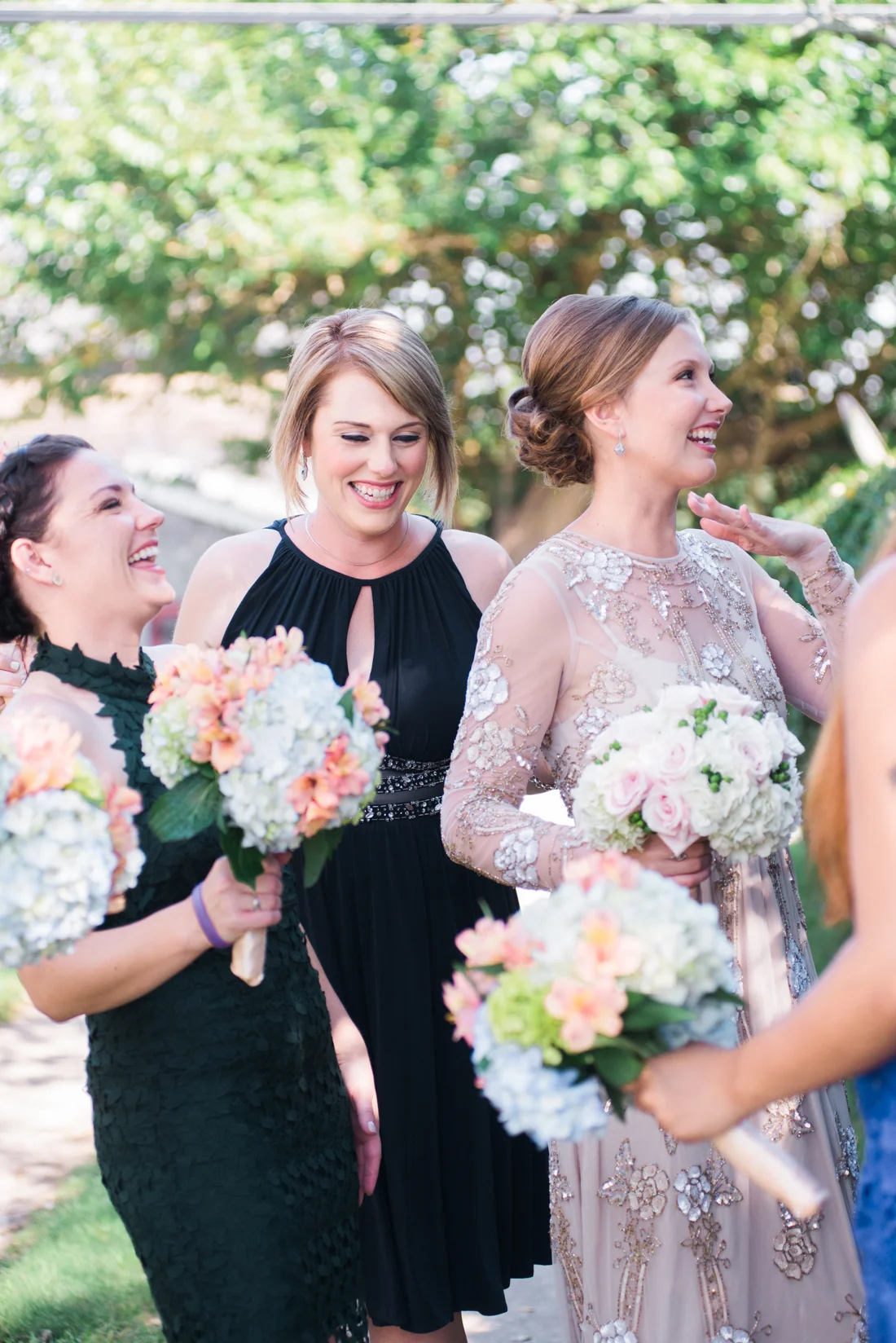 Ephemera Designs Block Island, RI Alternative Wedding Photographer Bride with Two Bridesmaids