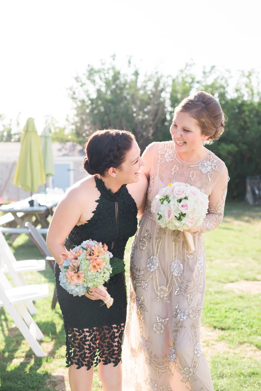 Ephemera Designs Block Island, RI Authentic Wedding Photographer Bride with Bridesmaid