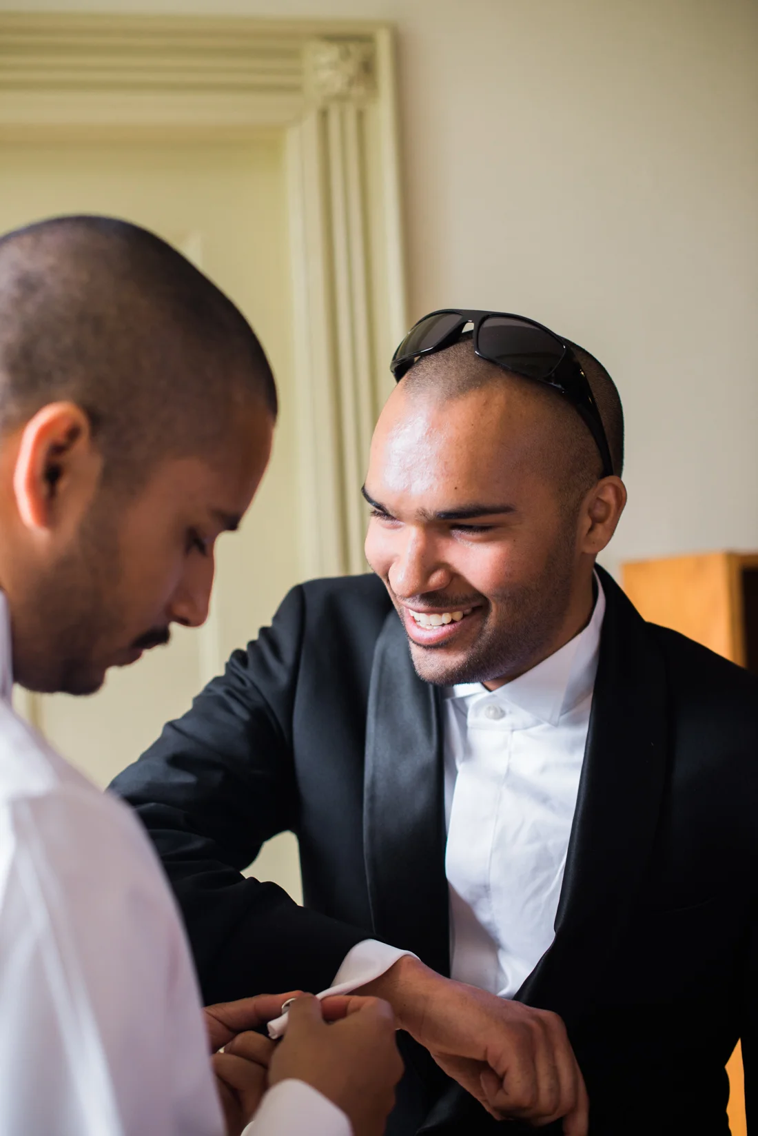 Ephemera Designs Groomsman getting Help from Groom