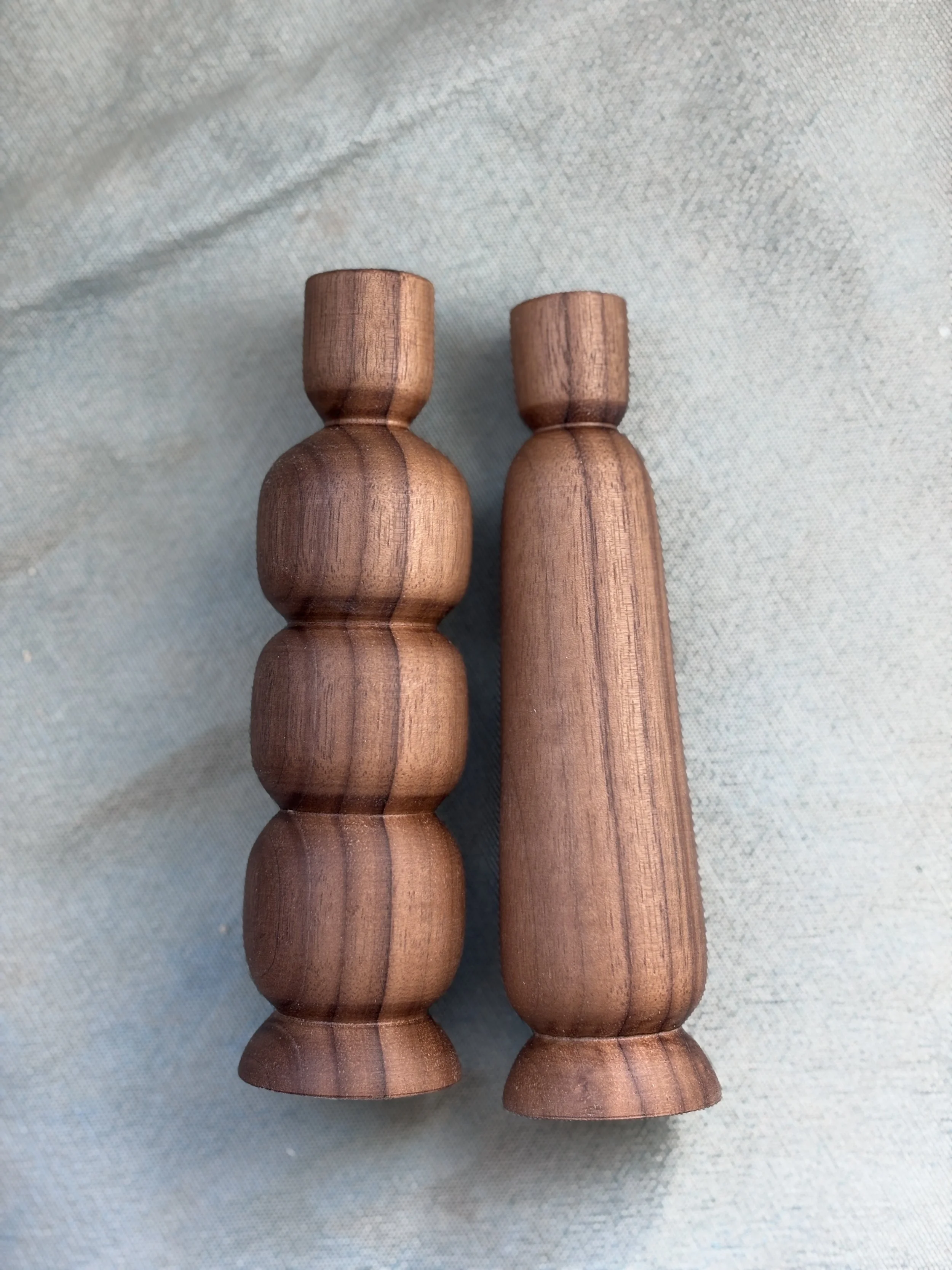 walnut candlestick pair