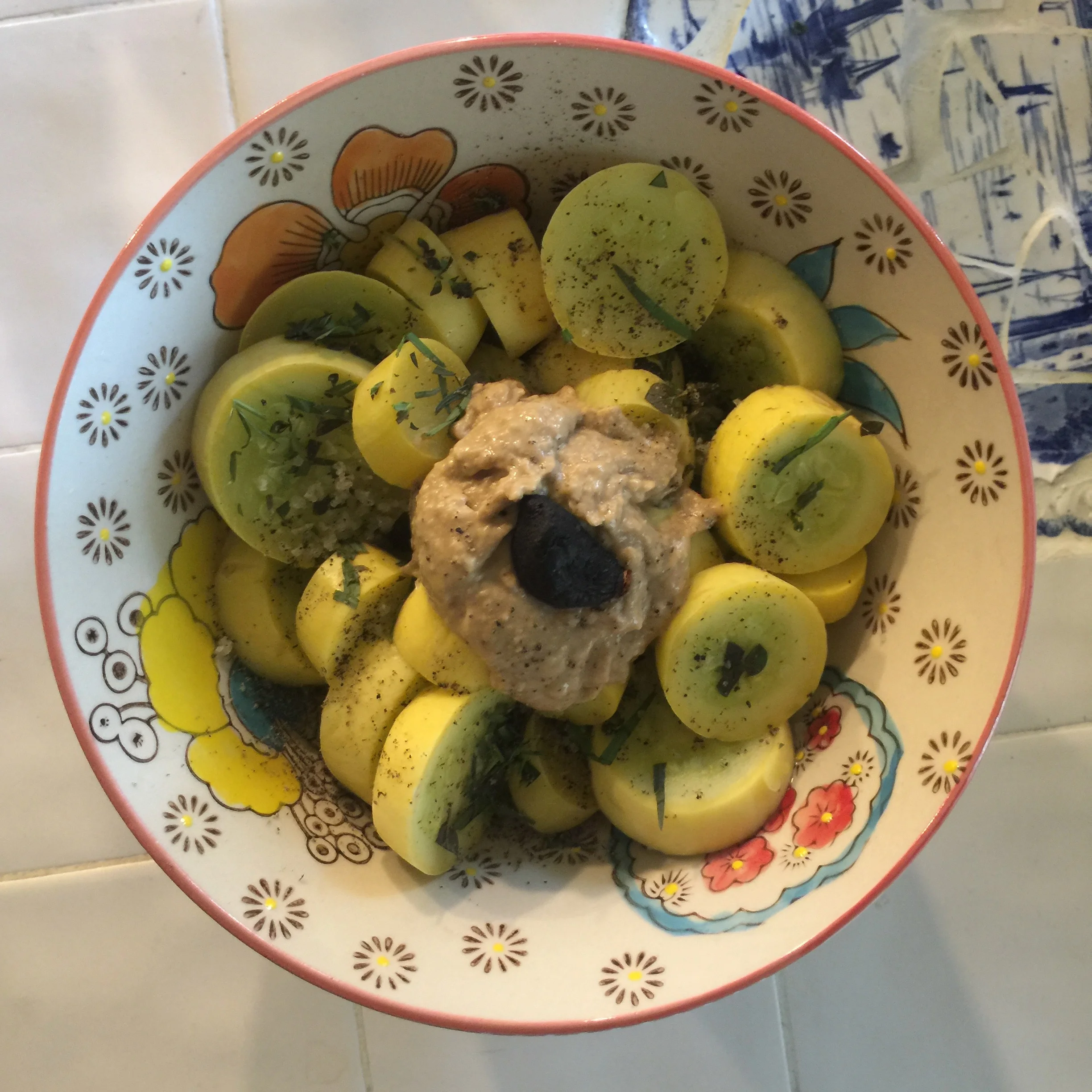 Summer squash with fresh mint and savory dressing