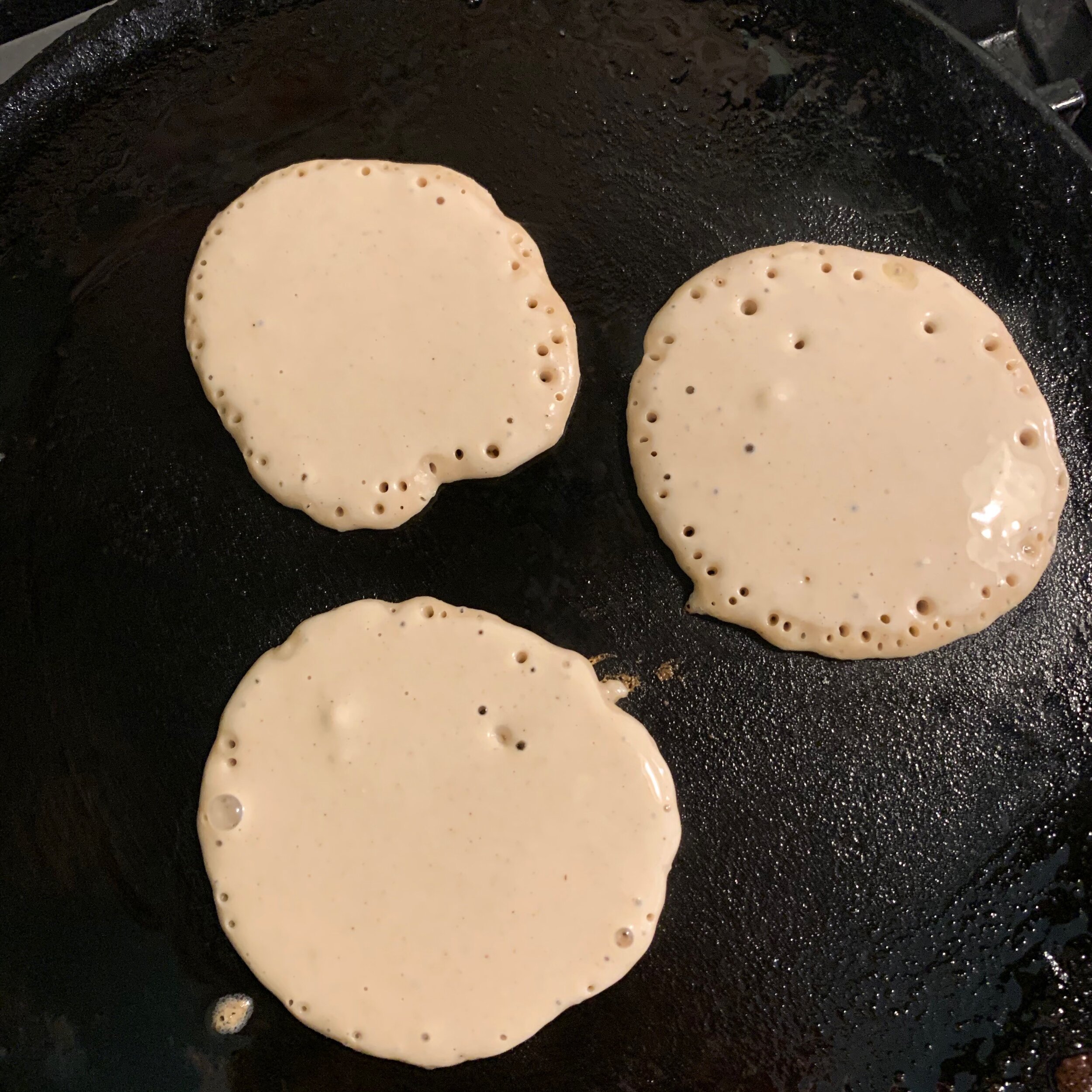 I pour the pancakes 2-3" round
