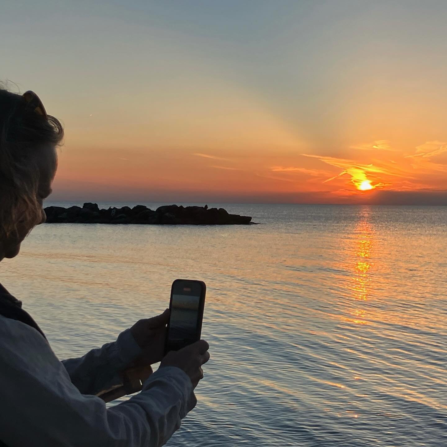 Sunset over Lake Erie from #presqueislestatepark with mom ~ can you see the dove flying?