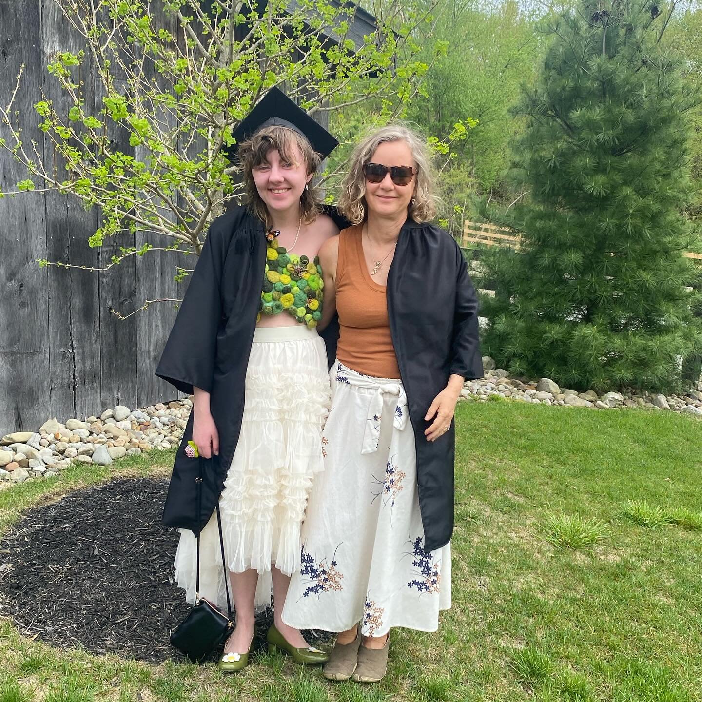 My niece Helene on her graduation day at my alma mater ~ she now is the proud bearer of a BFA in metals design. She designed the top she has in with crochet, felt and copper ~ so proud of you @heleneedgettart