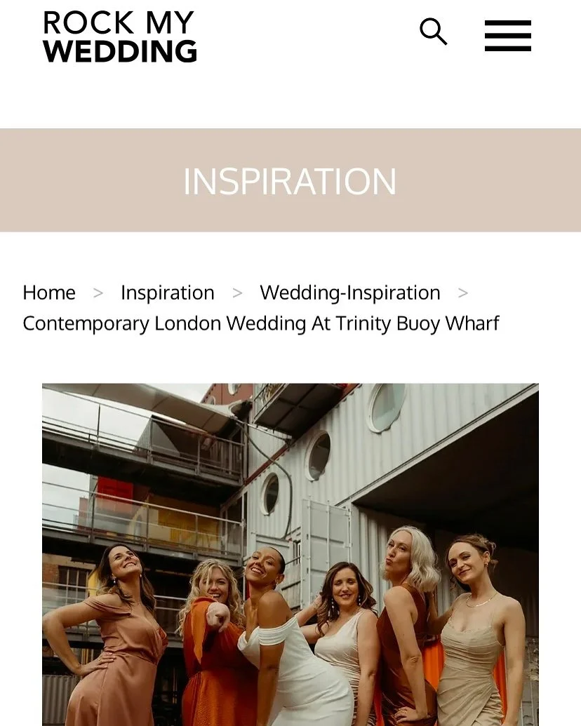 SO good to see Yana &amp; Dom&rsquo;s epic @trinitybuoywharf wedding featured on @rockmywedding 🪩 Awesome couple and such a joyful, fun wedding at a venue we love. 

And it&rsquo;s always lovely to work with other &lsquo;geniuses&rsquo; (thank you, 
