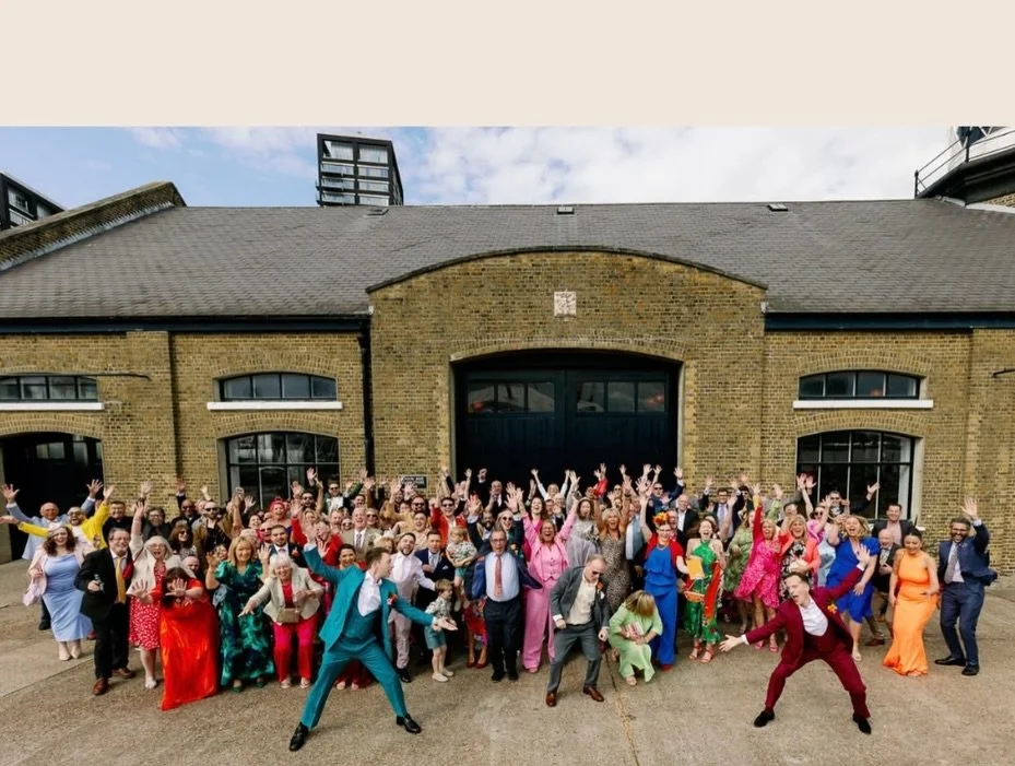 We love this group shot from @pauljosephphotography at Joe and Ben&rsquo;s incredible @trinitybuoywharf @trinitybuoywharfweddings wedding. A day full of colour, fun, laughter and DANCING! 

Thank you, Ben, for such a kind review: 

&ldquo;From our ve