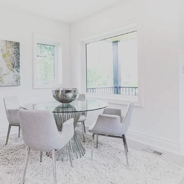 Same space 4 ways.....this front area space has plenty of options... 1.  Bright and Airy Office - with large windows and a street side view... add a half wall with storage drawers on both sides for additional functionality. 
2.  Dining Area -casual o