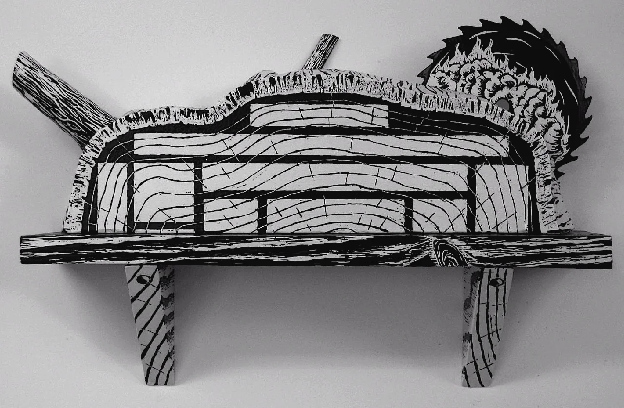 Building a Shelf, 13"x22"x6", Earthenware, glaze