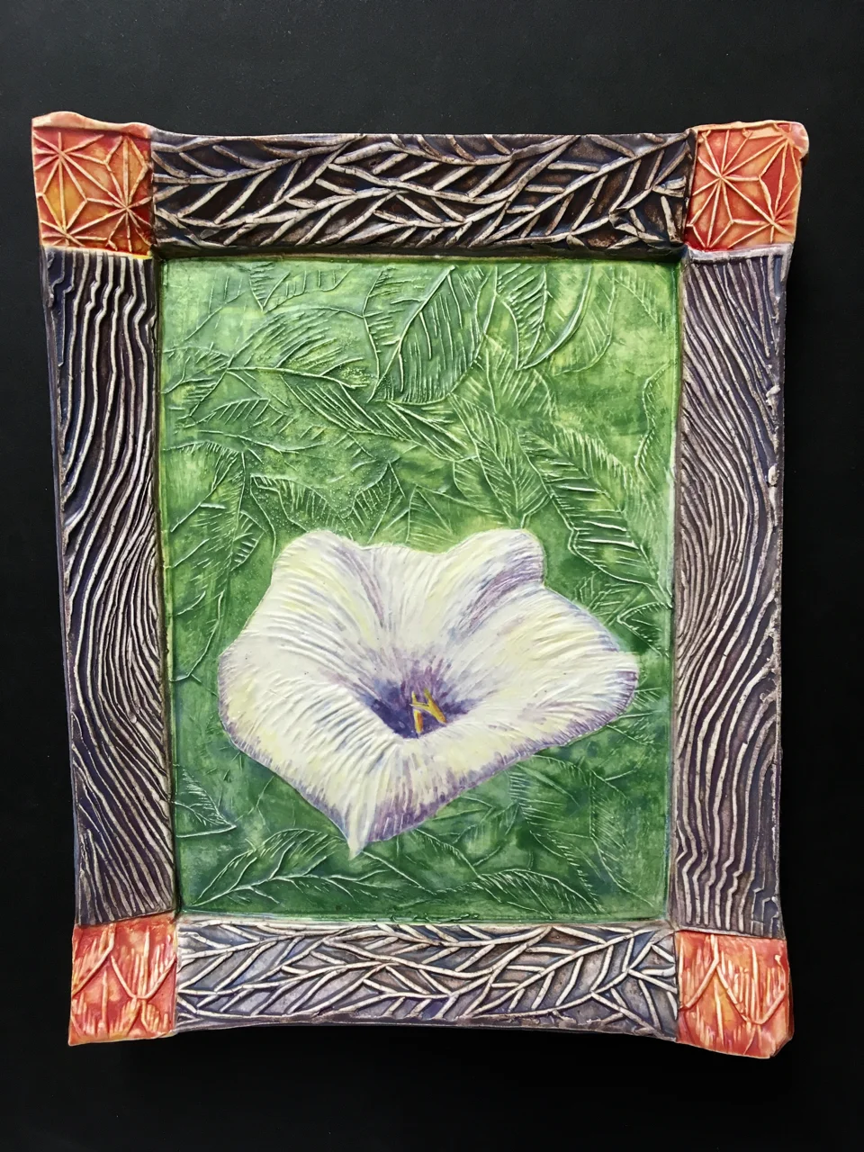 Lisa's Lilly #5, 8"x6.5"x1", Earthenware, underglaze, glaze