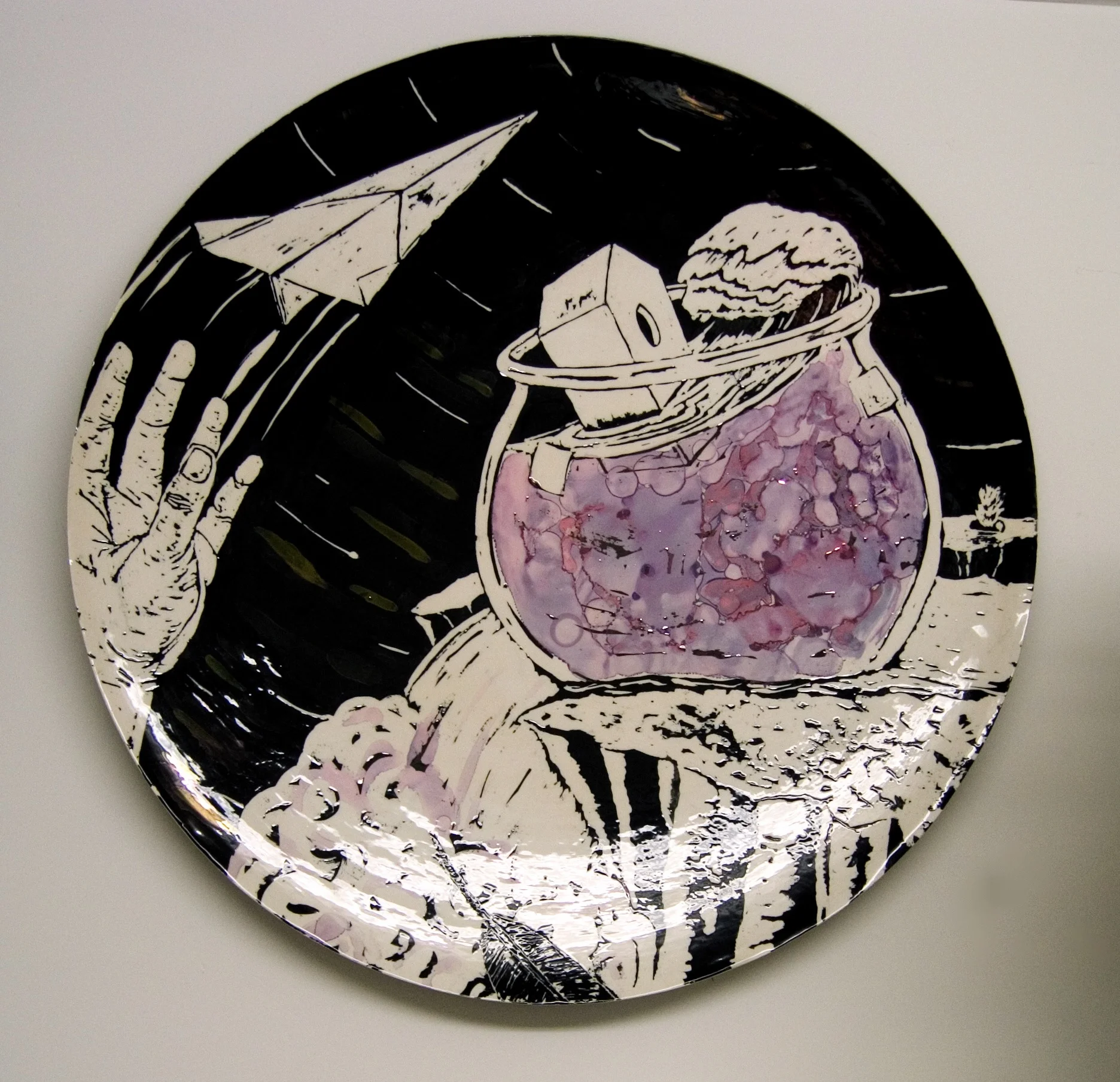 Up and Over, 22" Dia., Earthenware, glaze, Luster