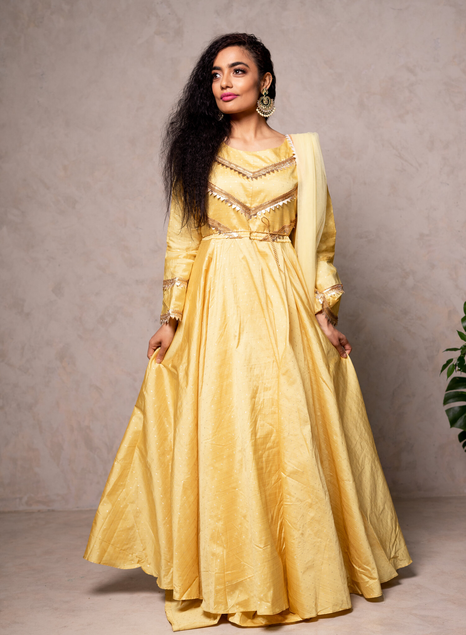 Party Wear - Yellow Anarkali Dress