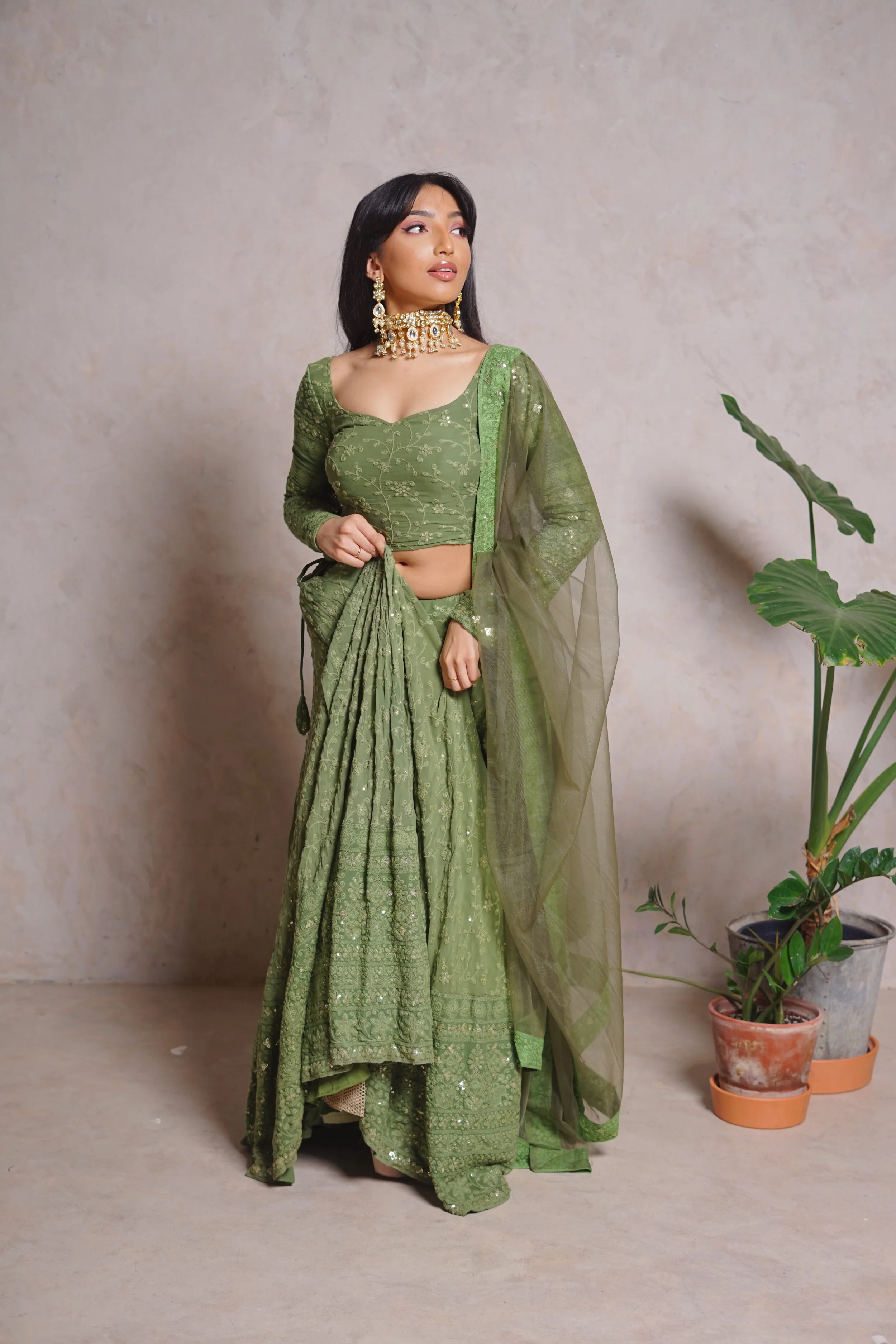green lehengas