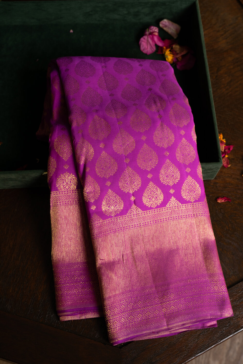 Purple Kanchipuram Silk Saree with Gold Zari Work
