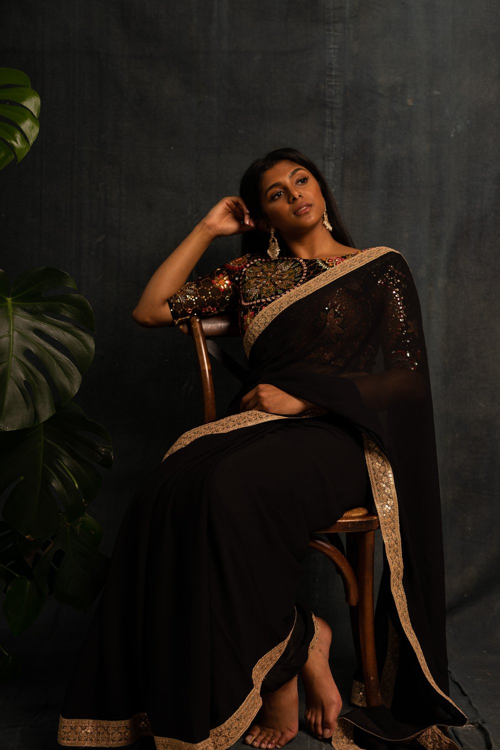 Black Chakra Handcrafted Saree - Mughal Collection