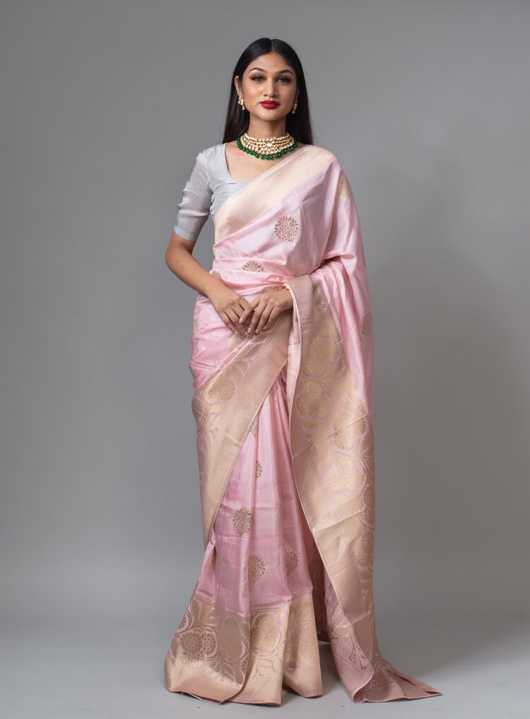 Stylee LIFESTYLE Grey Woven Saree With Unstitched Blouse