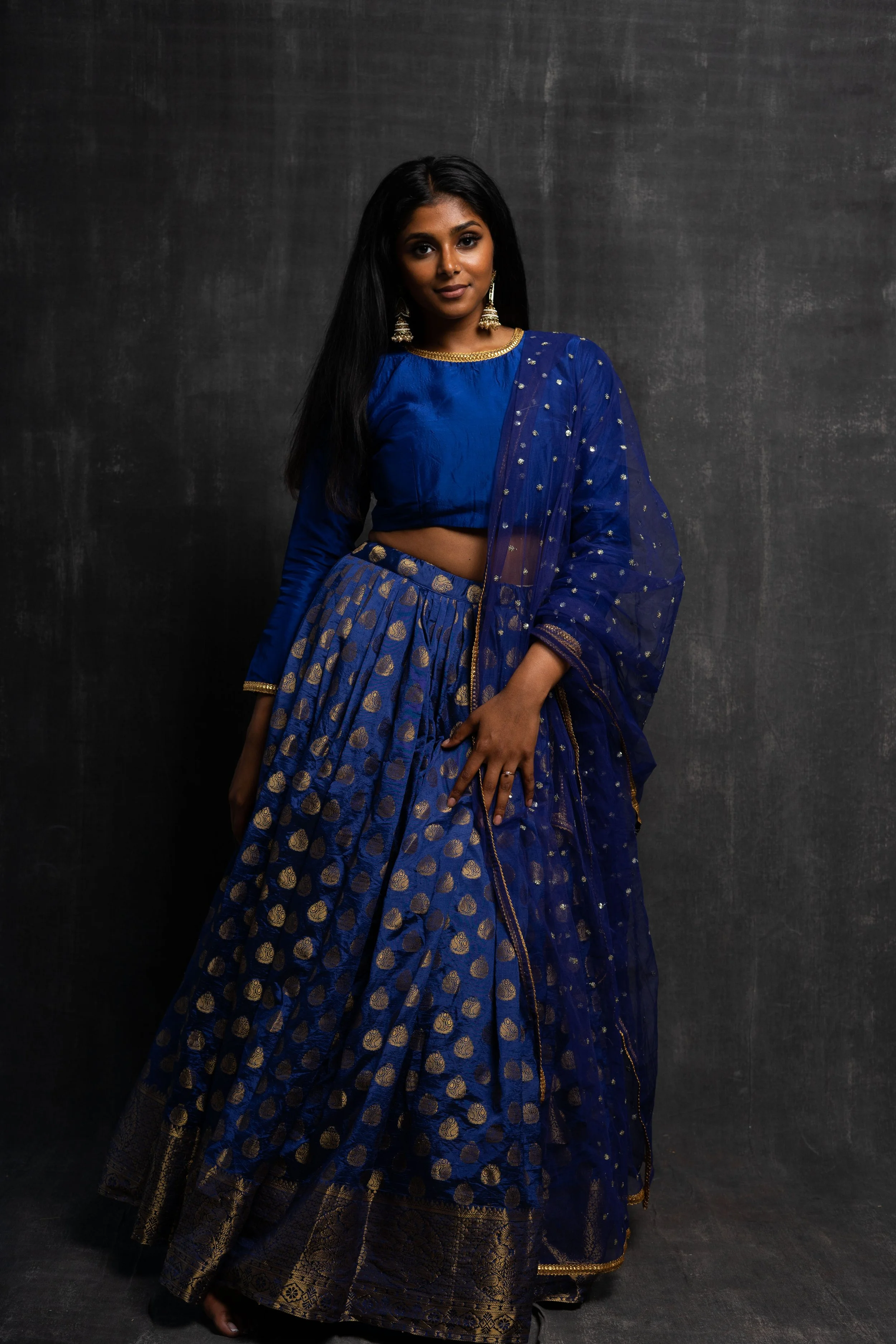 dark blue blouse for lehenga