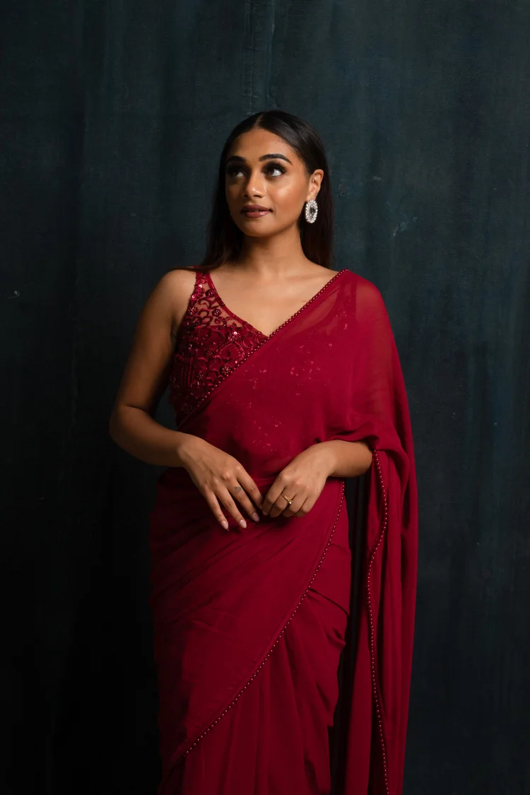 Olive Green Cocktail Party Wear Readymade Saree