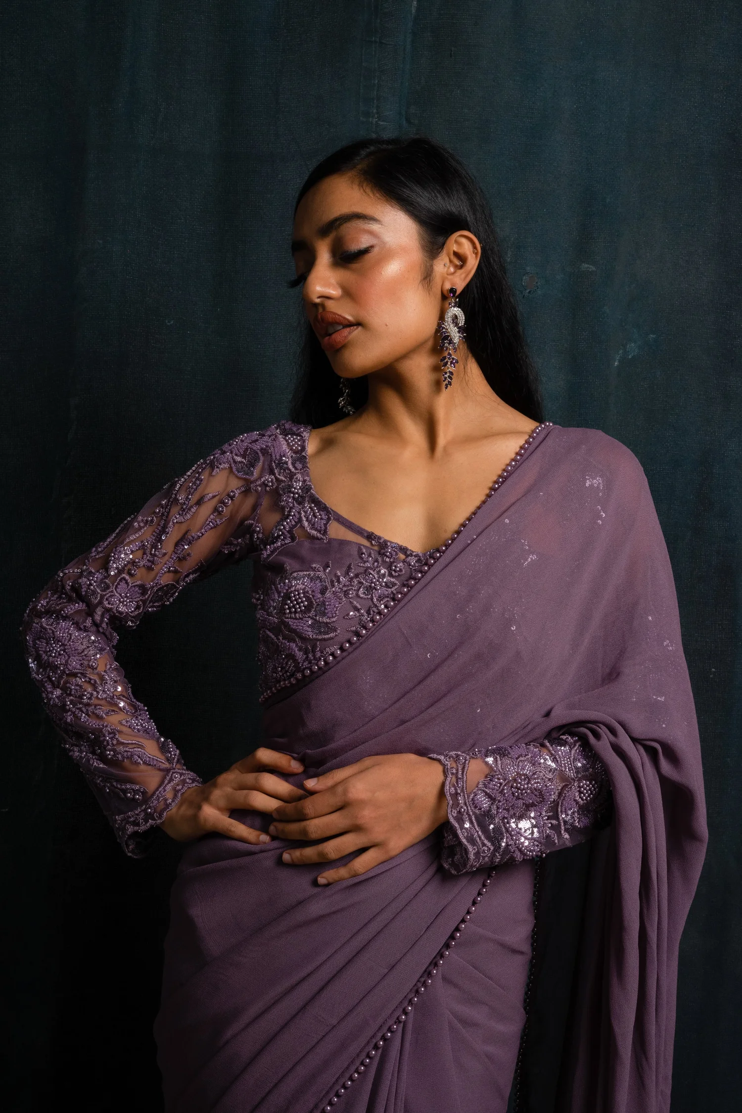Wildflowers on Blush Saree and Blouse