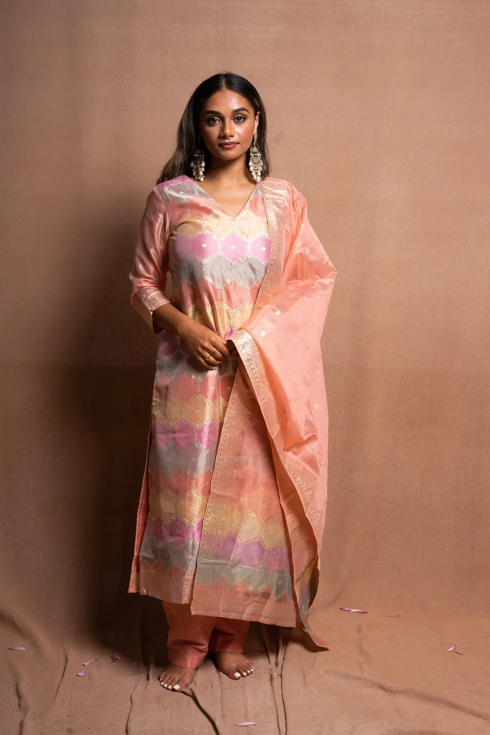 open lace back dress Pastel Green pure Cotton Fully embroidered & self Sequins Angrakha Sid main image 0